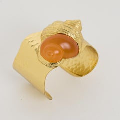 Christian Dior by Robert Goossens Lucite Shell Cuff Bracelet 1987 Dune
