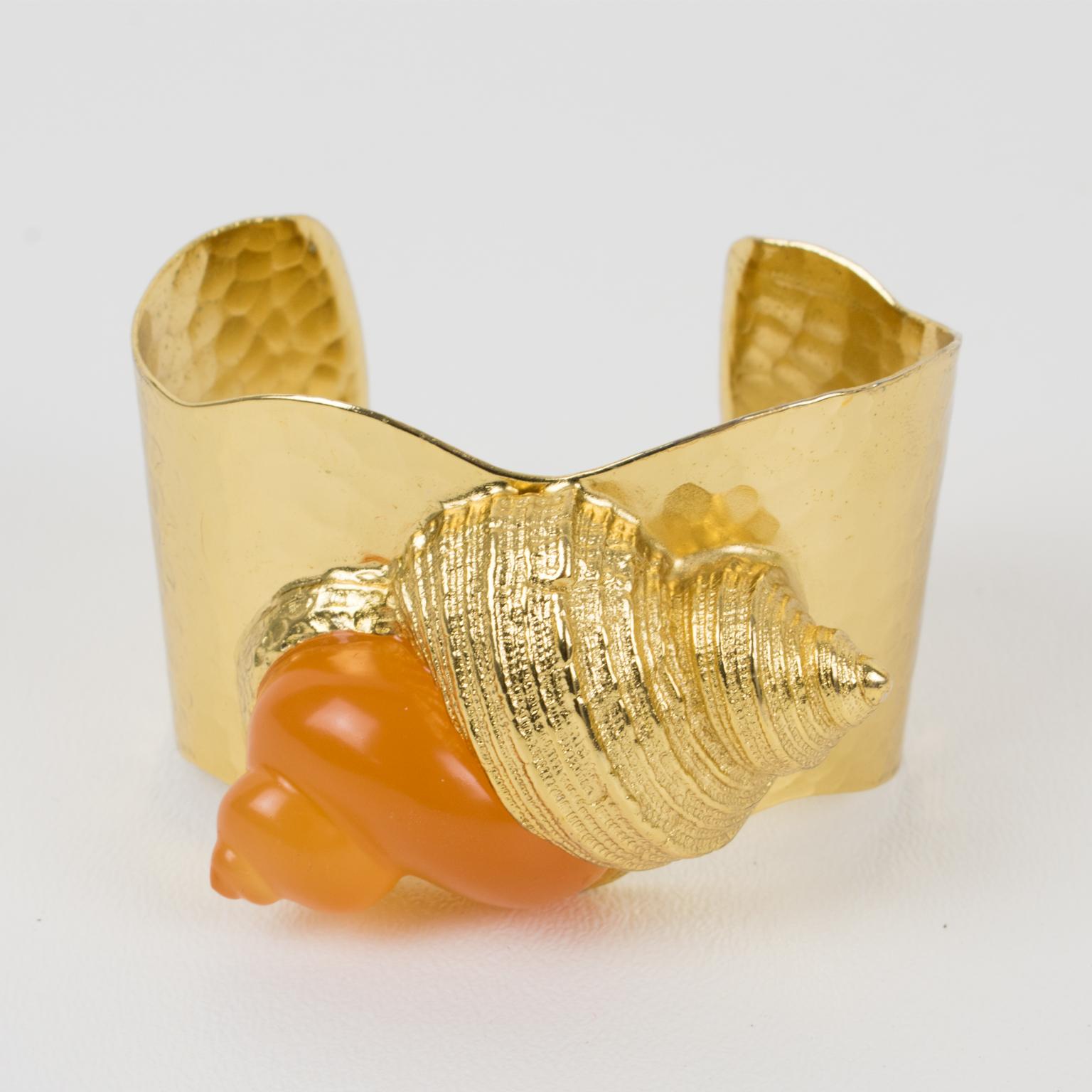 Christian Dior by Robert Goossens Lucite Shell Manschettenarmband 1987 Dune (Moderne)