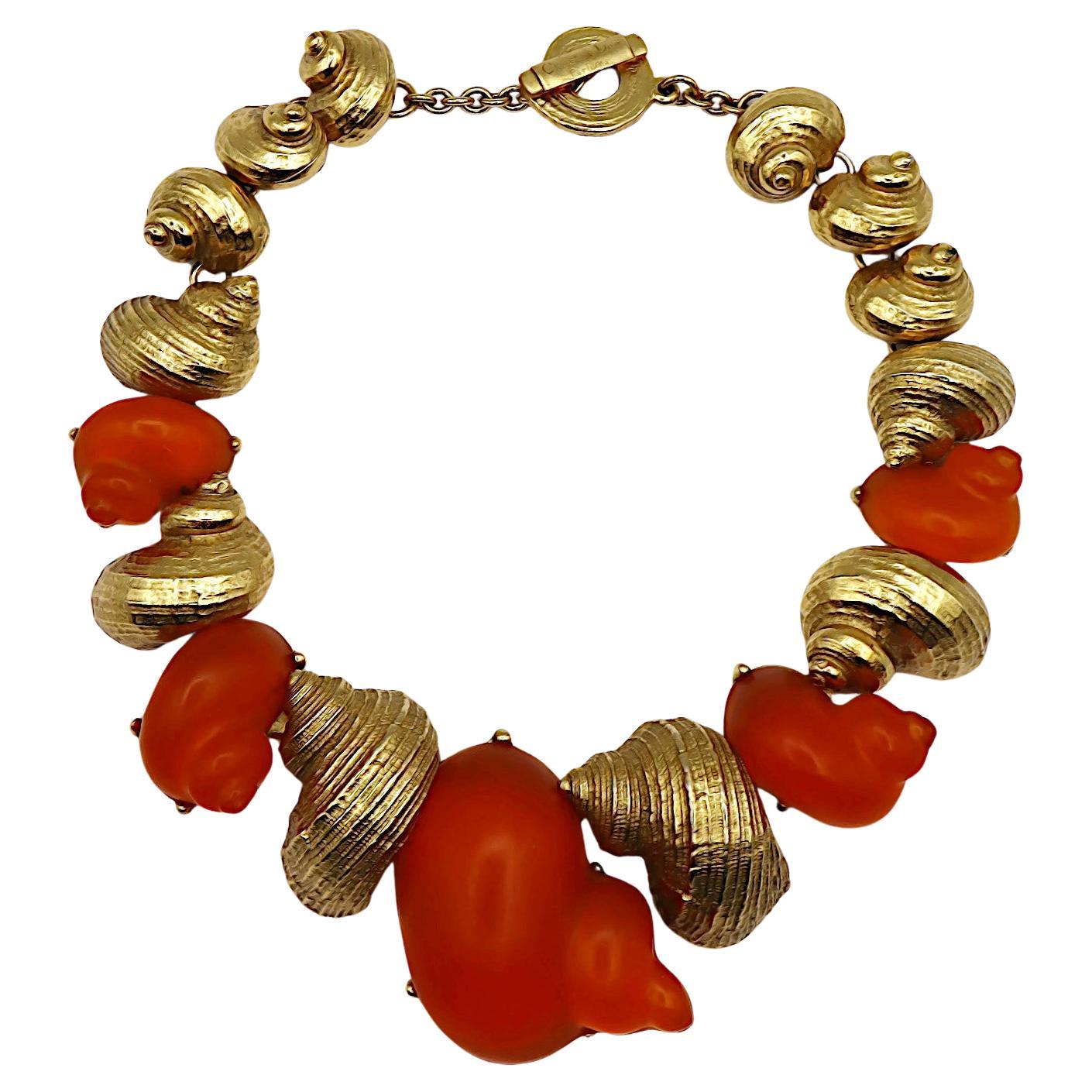 CHRISTIAN DIOR by Robert Goossens Vintage Collana di conchiglie Dune 1987 in vendita