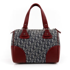 CHRISTIAN DIOR c.2002 "Trotter" Blue Red Diorissimo Canvas Boston Handbag
