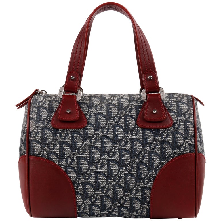Christian Dior Tote Red Trotter Canvas Shopping Bag 