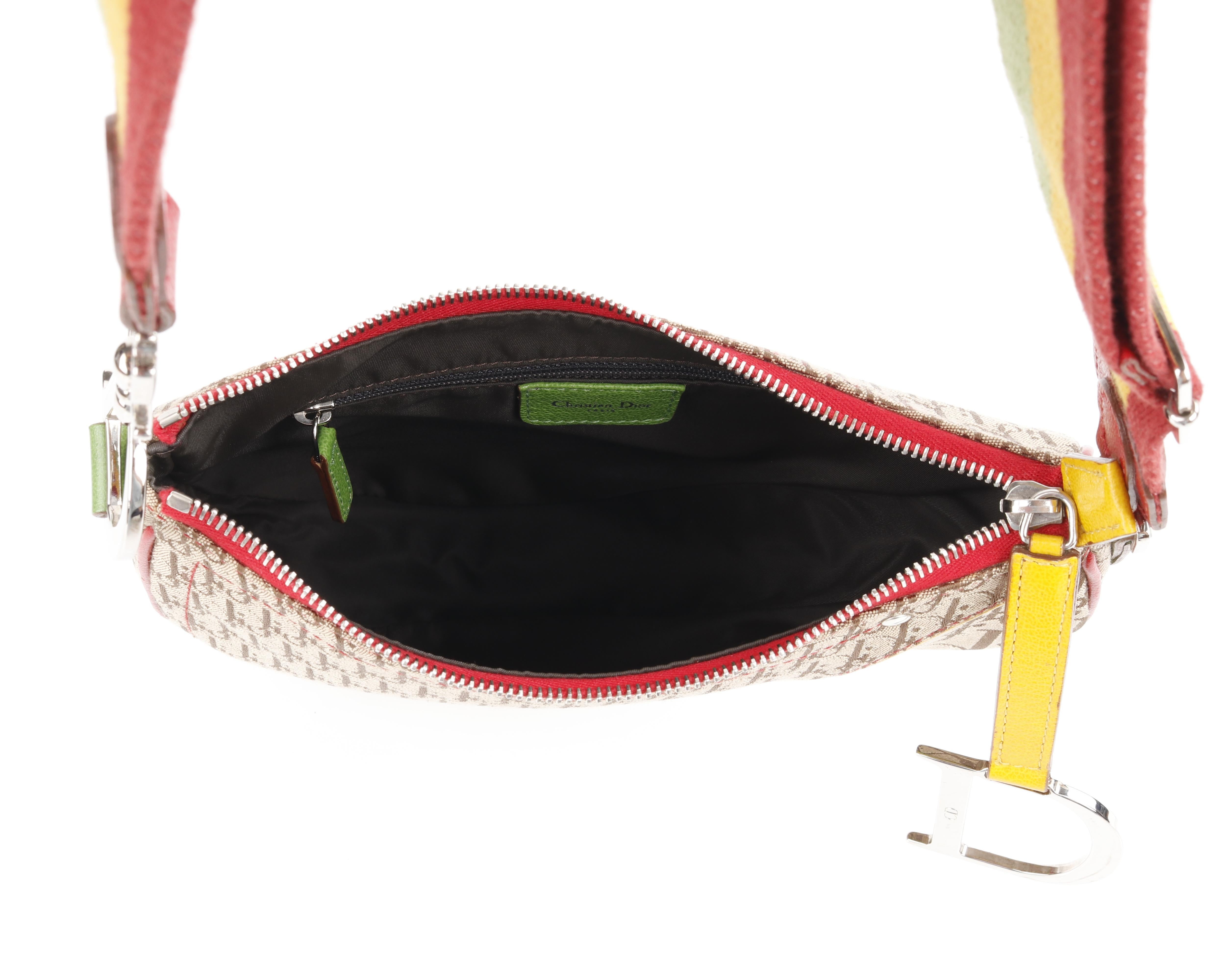 CHRISTIAN DIOR c.2004 “Rasta” Brown Diorissimo Saddle Shoulder Bag In Good Condition In Thiensville, WI