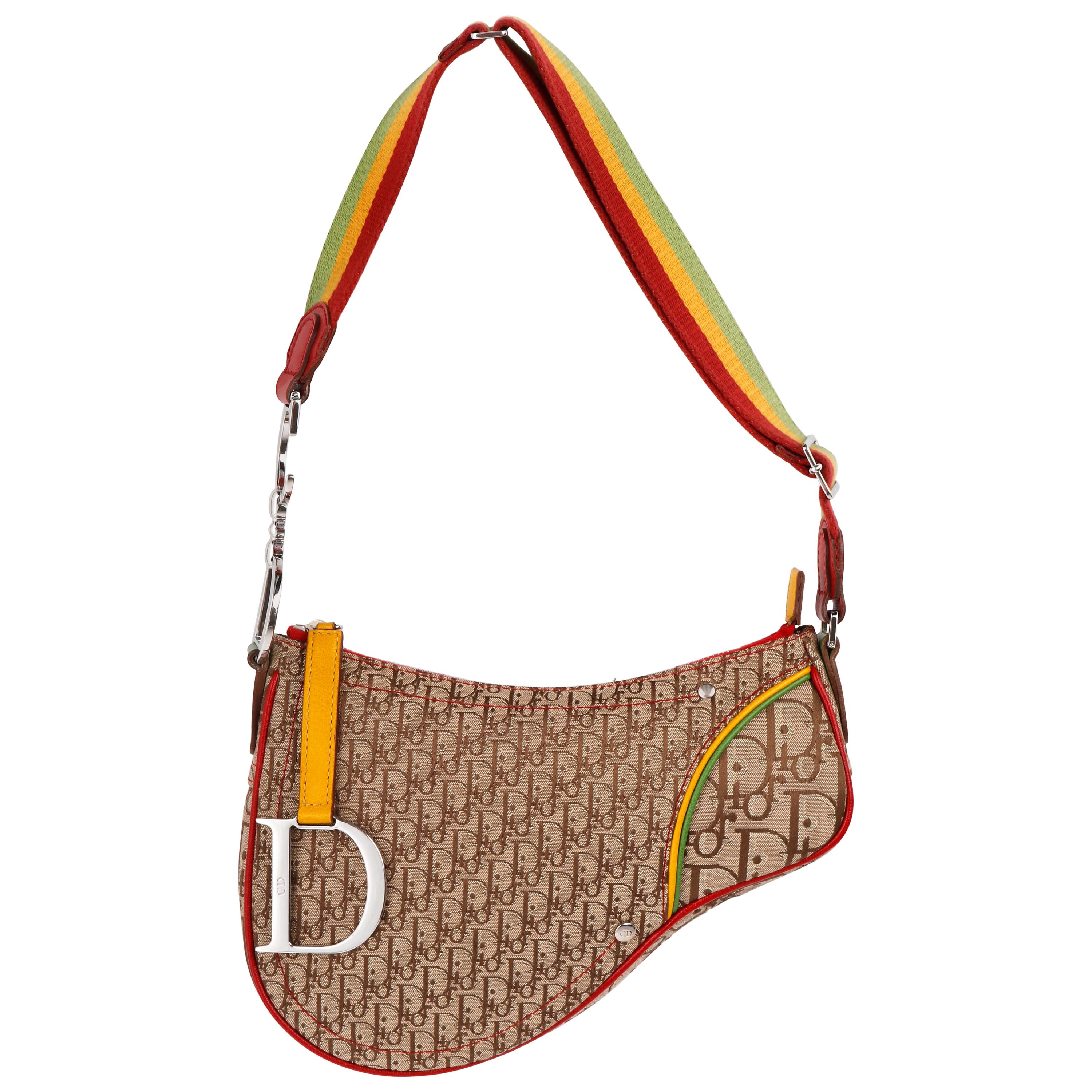 CHRISTIAN DIOR c.2004 “Rasta” Brown Diorissimo Saddle Shoulder Bag at  1stDibs