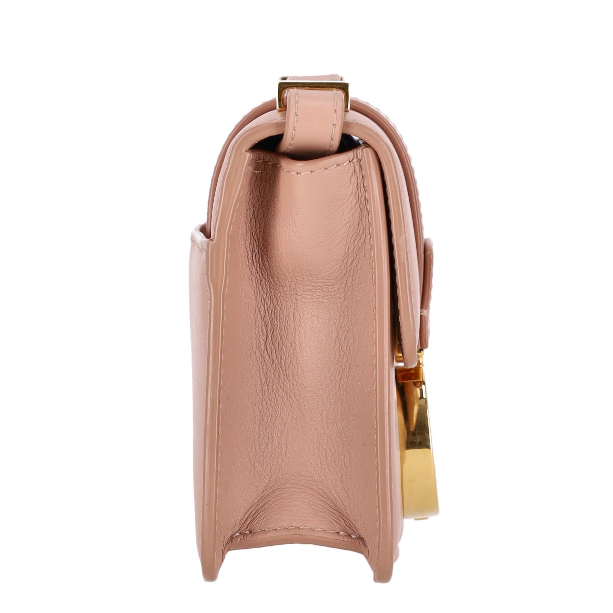 Beige Christian Dior Calfskin Leather Micro 30 Montaigne Flap Bag For Sale