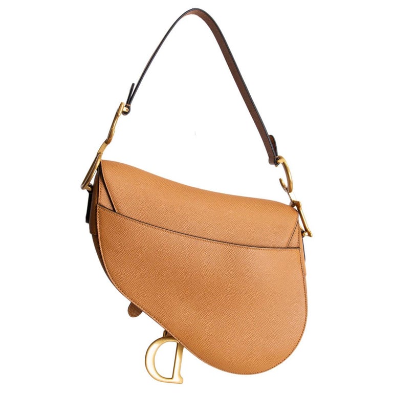 CHRISTIAN DIOR camel brown leather SADDLE Shoulder Bag For Sale at 1stDibs