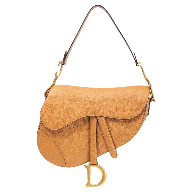 CHRISTIAN DIOR camel brown leather SADDLE Shoulder Bag For Sale at 1stDibs