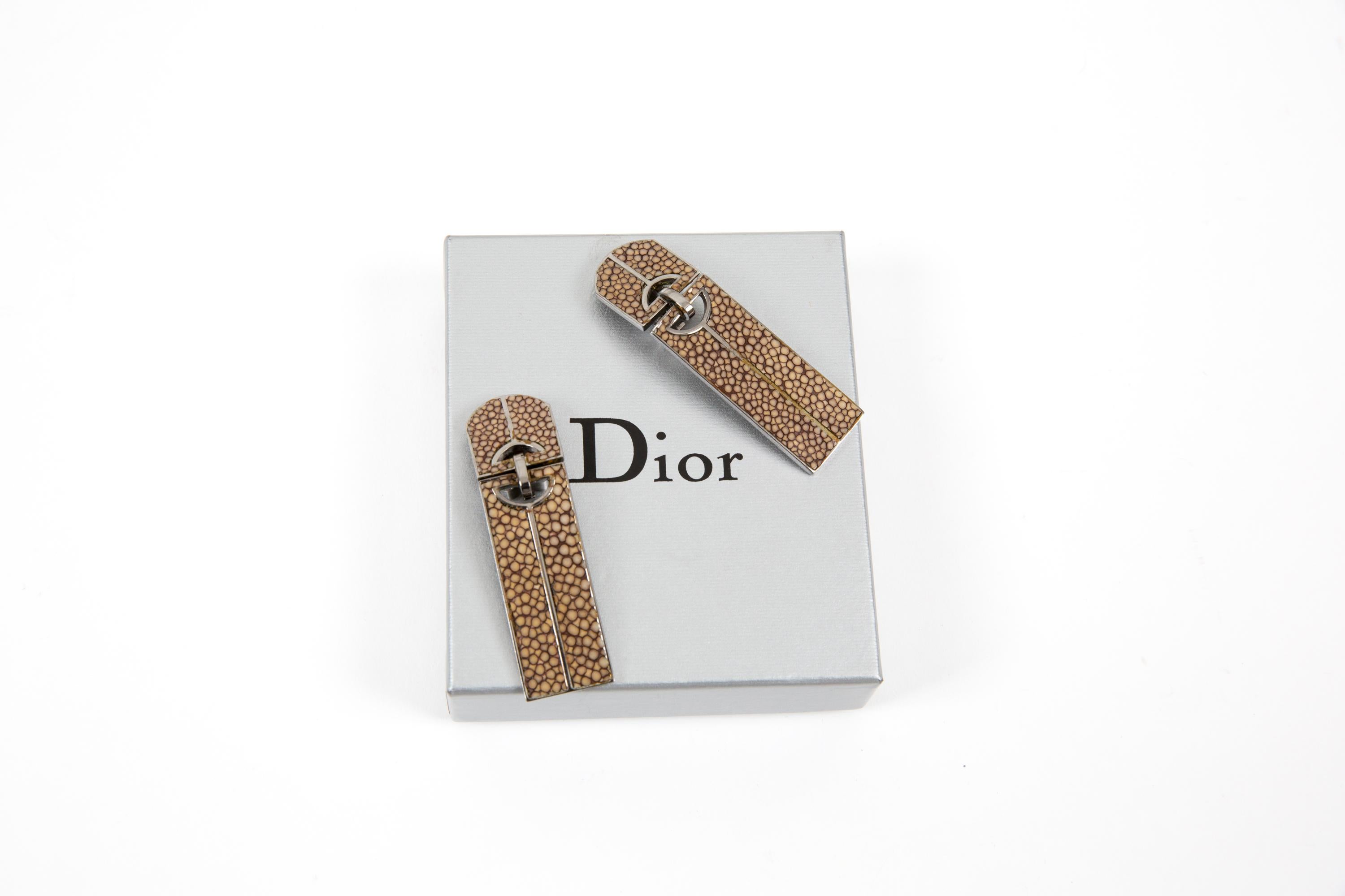 Pendientes de clip Christian Dior Camel en venta 4