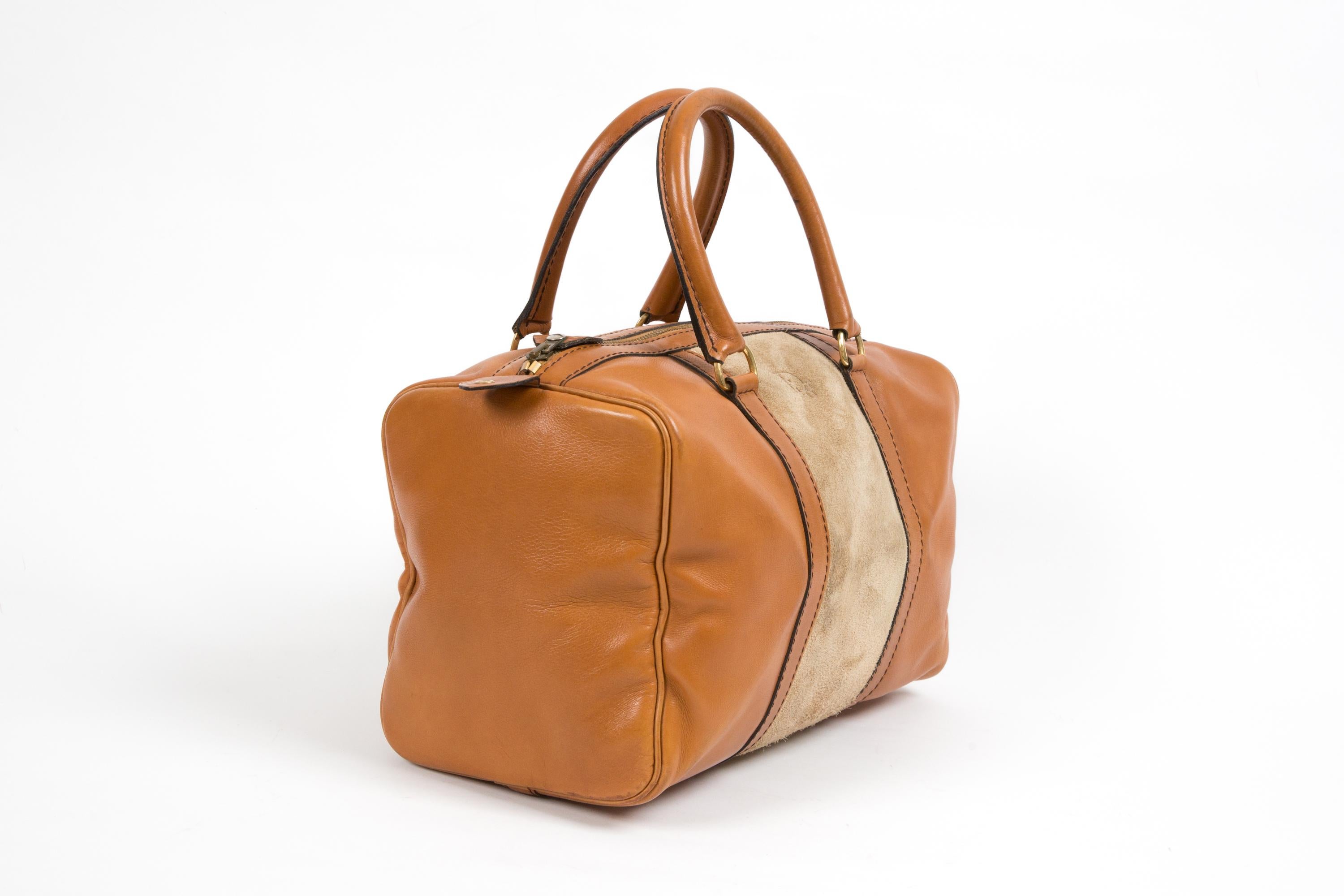Marrone Christian Dior Borsa Week End in pelle di cammello con manici alti in vendita