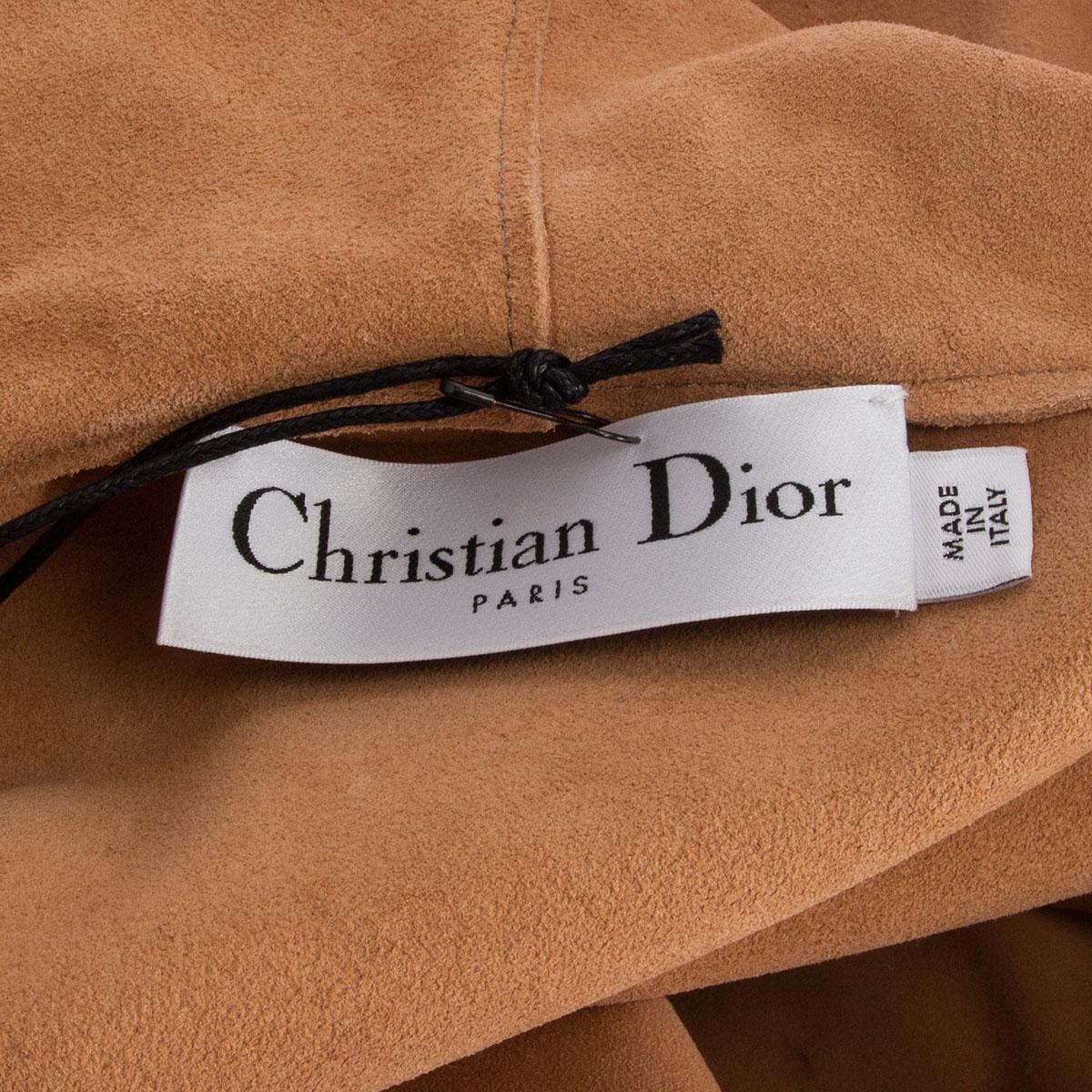 Women's CHRISTIAN DIOR camel suede HAND PAINTED CRUISE 2018 Coat Jacket 42 L