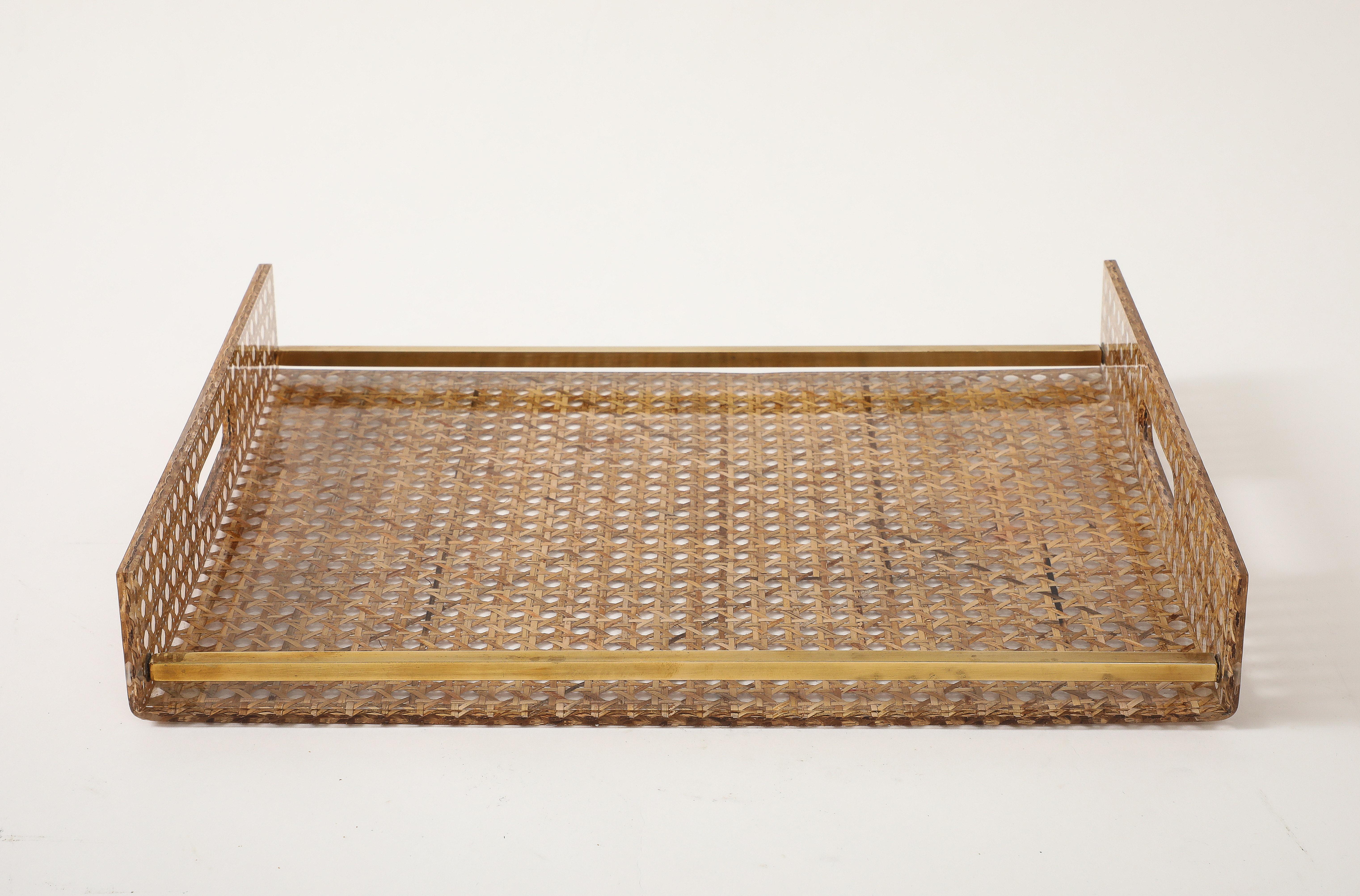 Christian Dior Cane, Brass, Plexiglass Tray, France, c. 1950-70 4