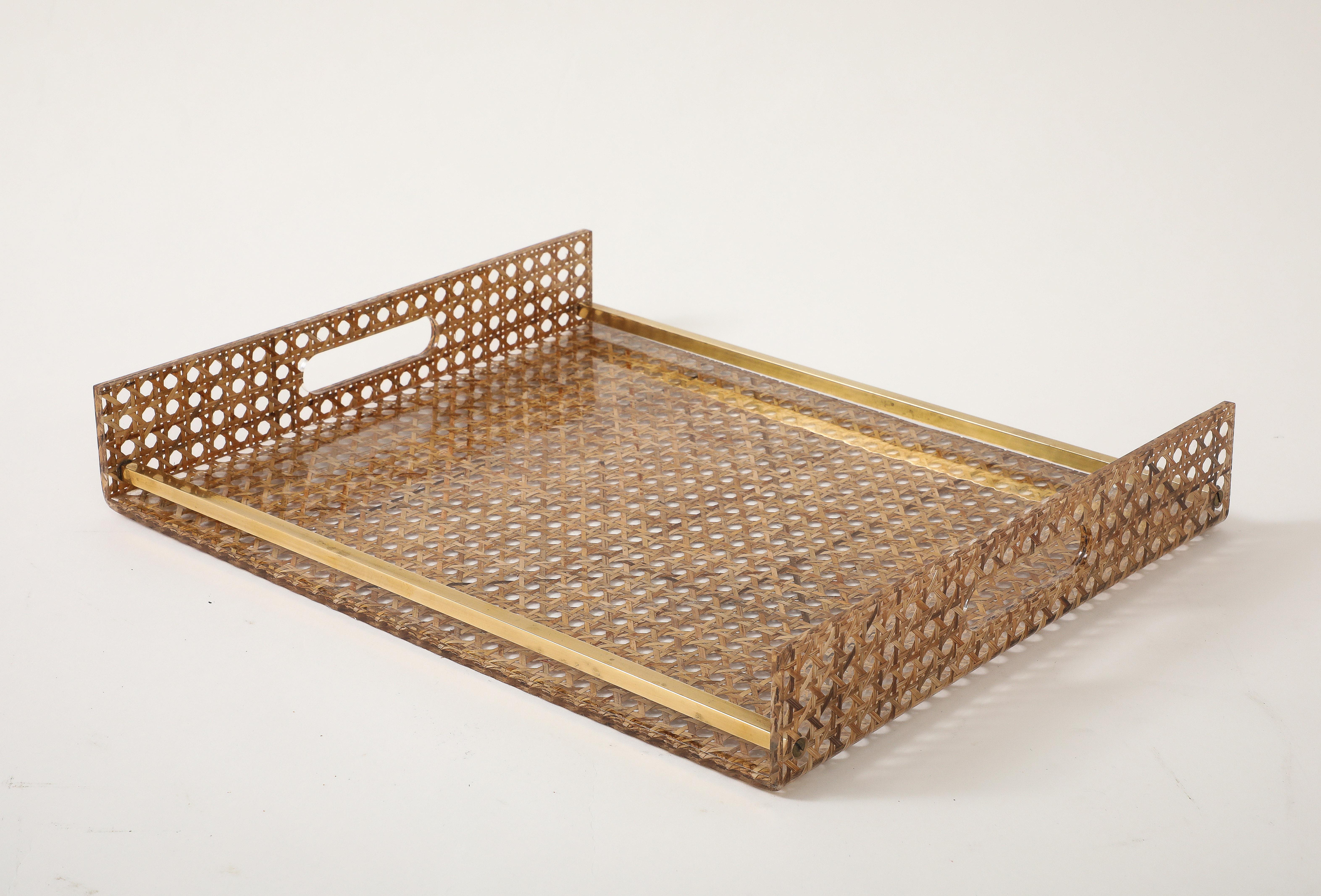 Christian Dior Cane, Brass, Plexiglass Tray, France, c. 1950-70 5