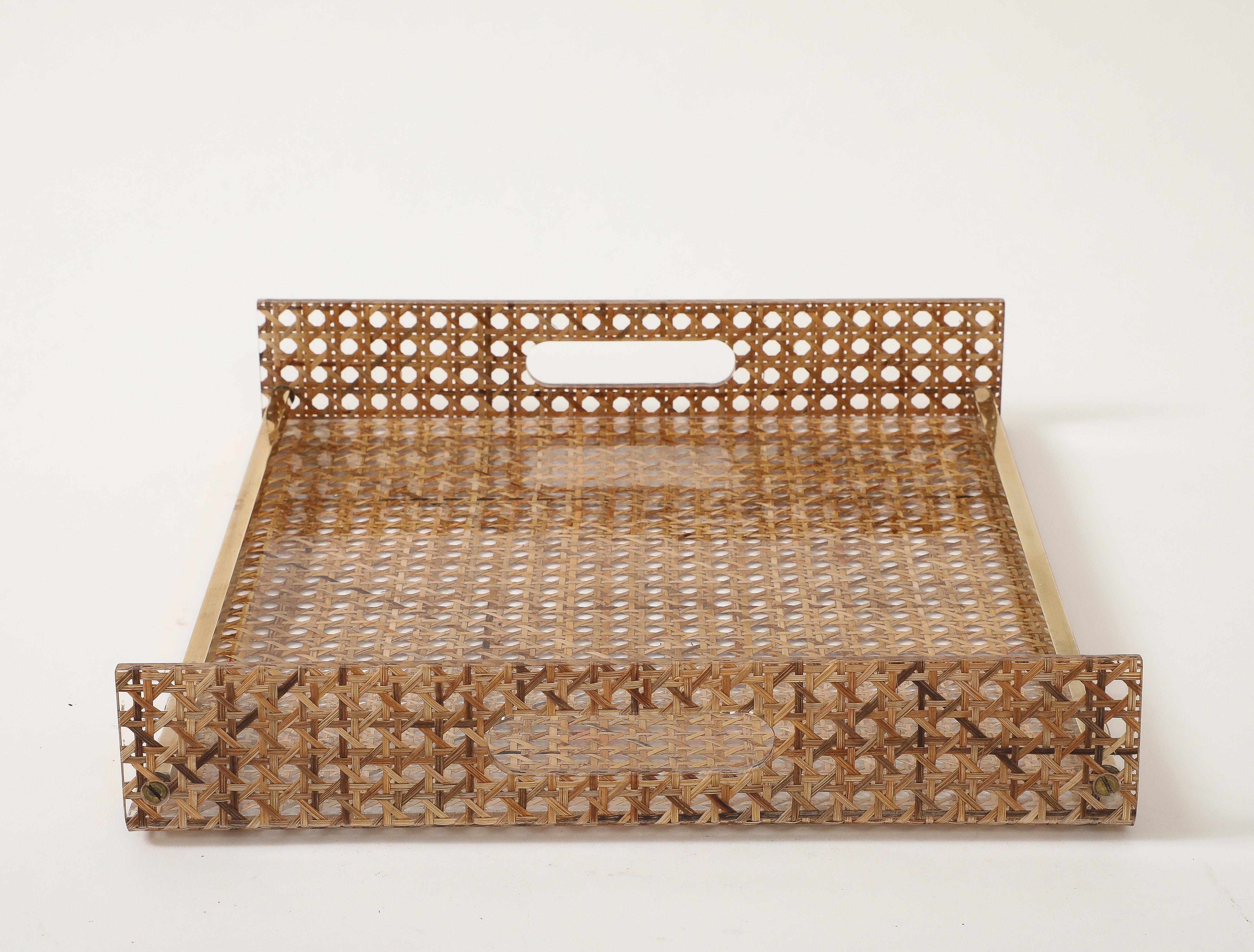 Christian Dior Cane, Brass, Plexiglass Tray, France, c. 1950-70 6