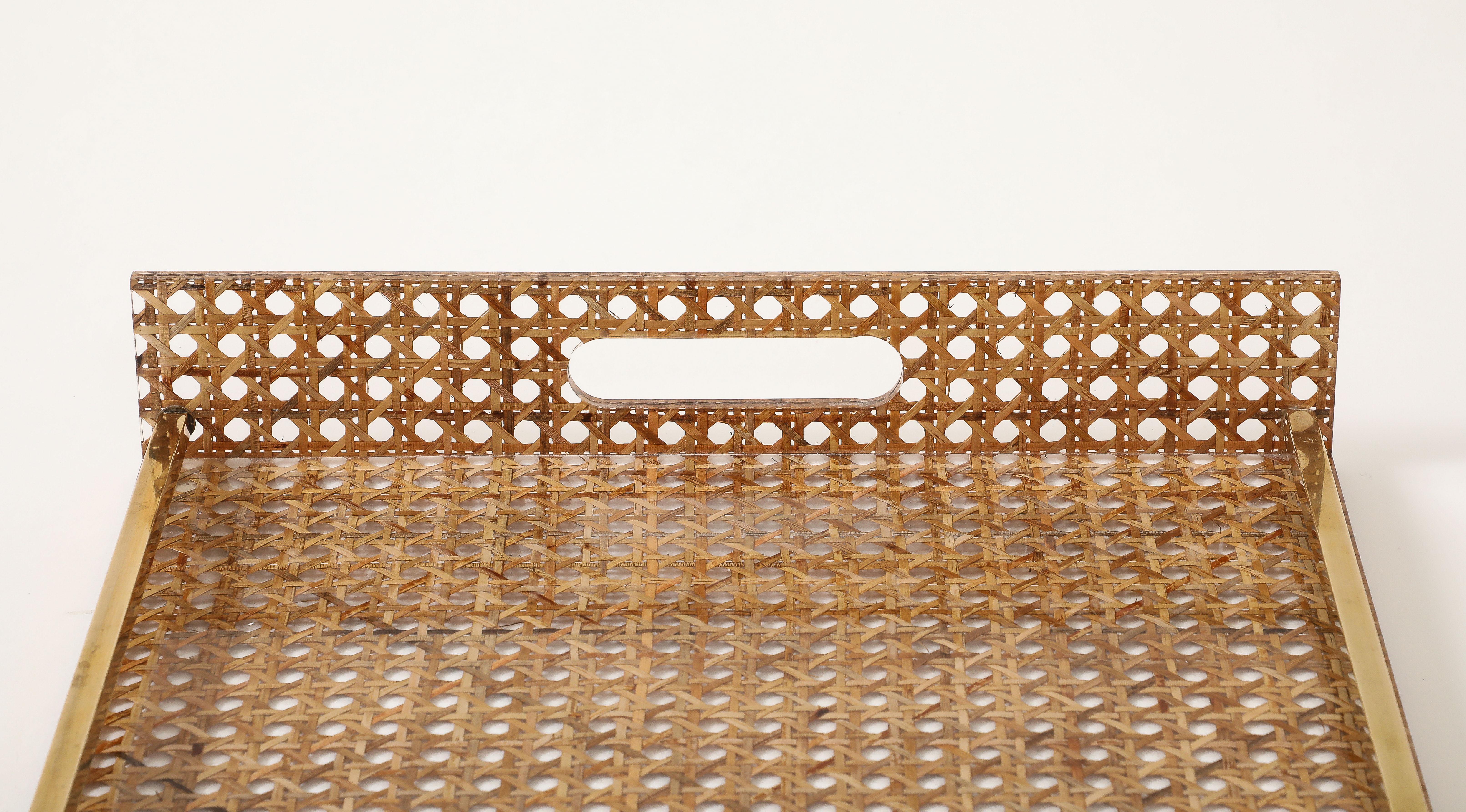 Christian Dior Cane, Brass, Plexiglass Tray, France, c. 1950-70 7