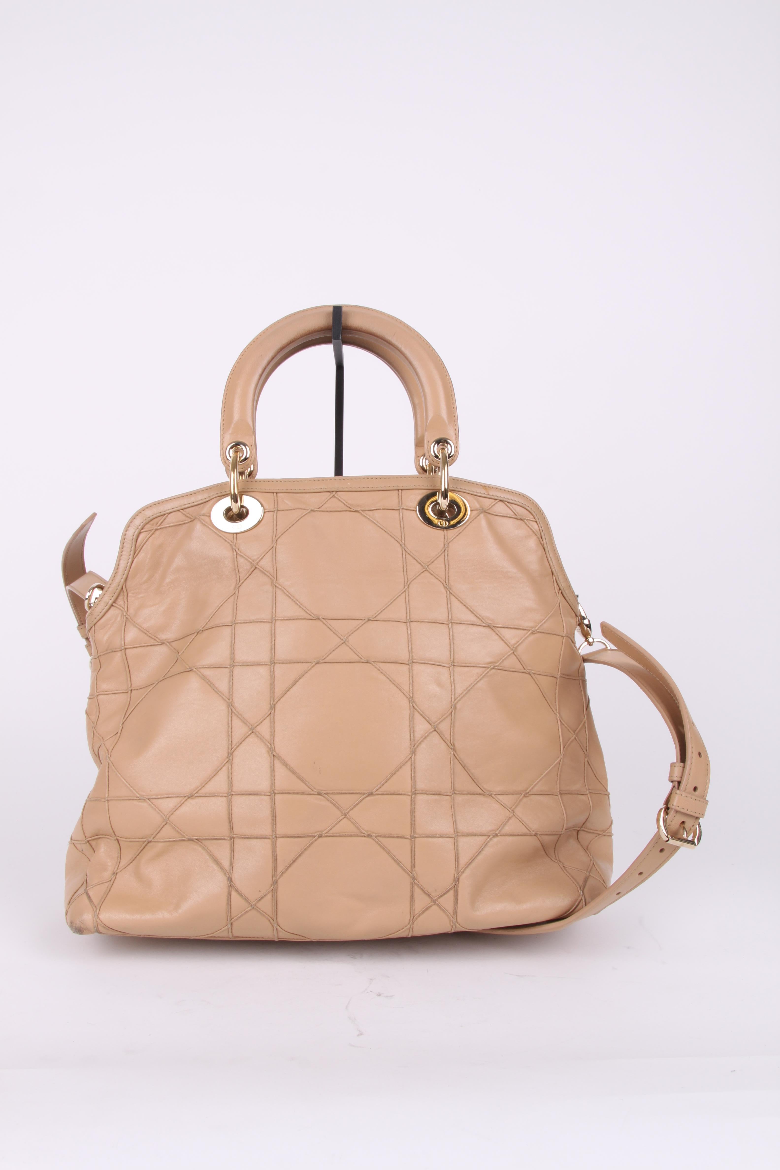 Christian Dior Cannage Lady Dior Granville Leather Tote Bag In Fair Condition In Baarn, NL