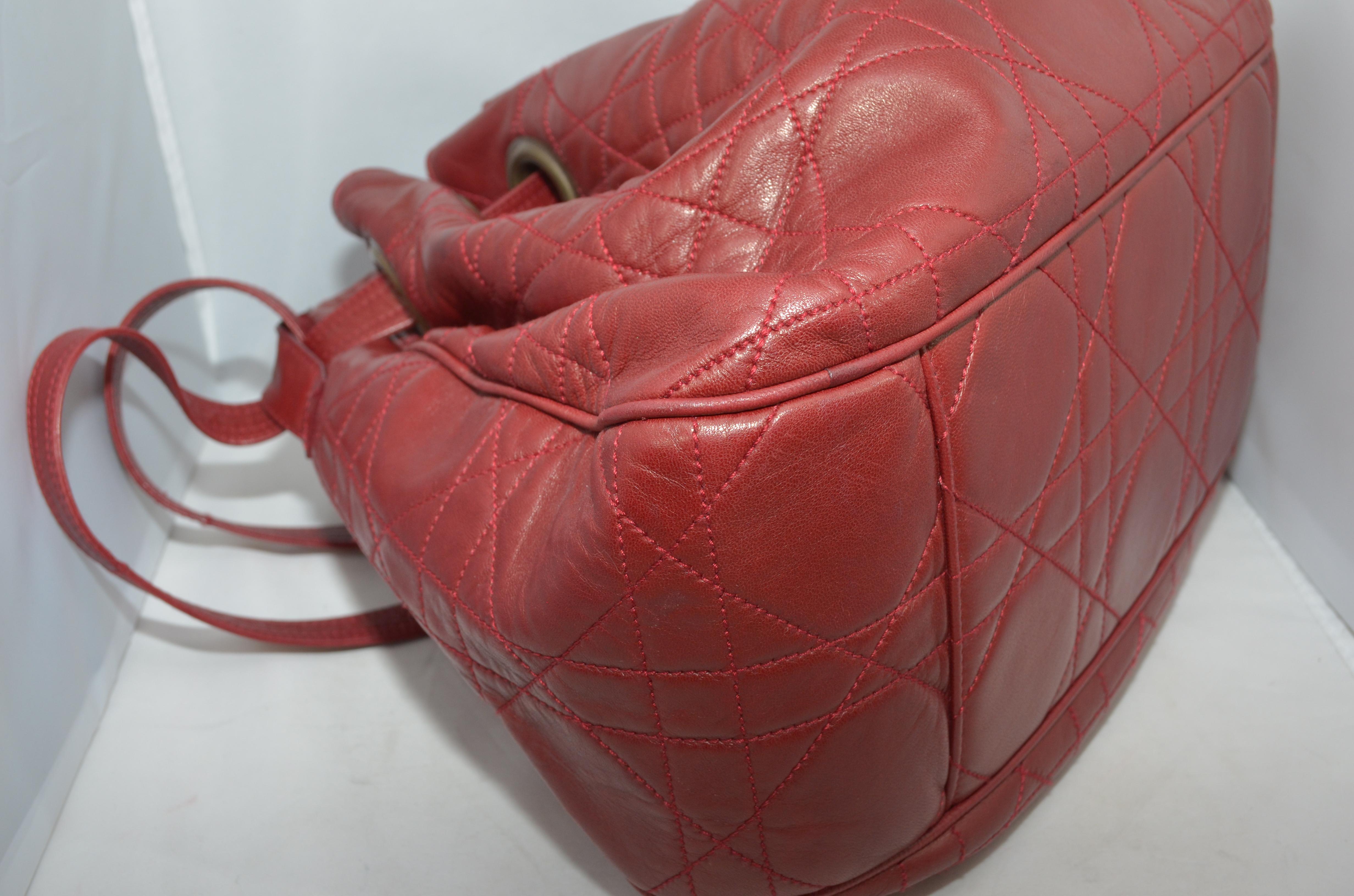 Christian Dior Cannage Leather Bucket Bag / Backpack 7