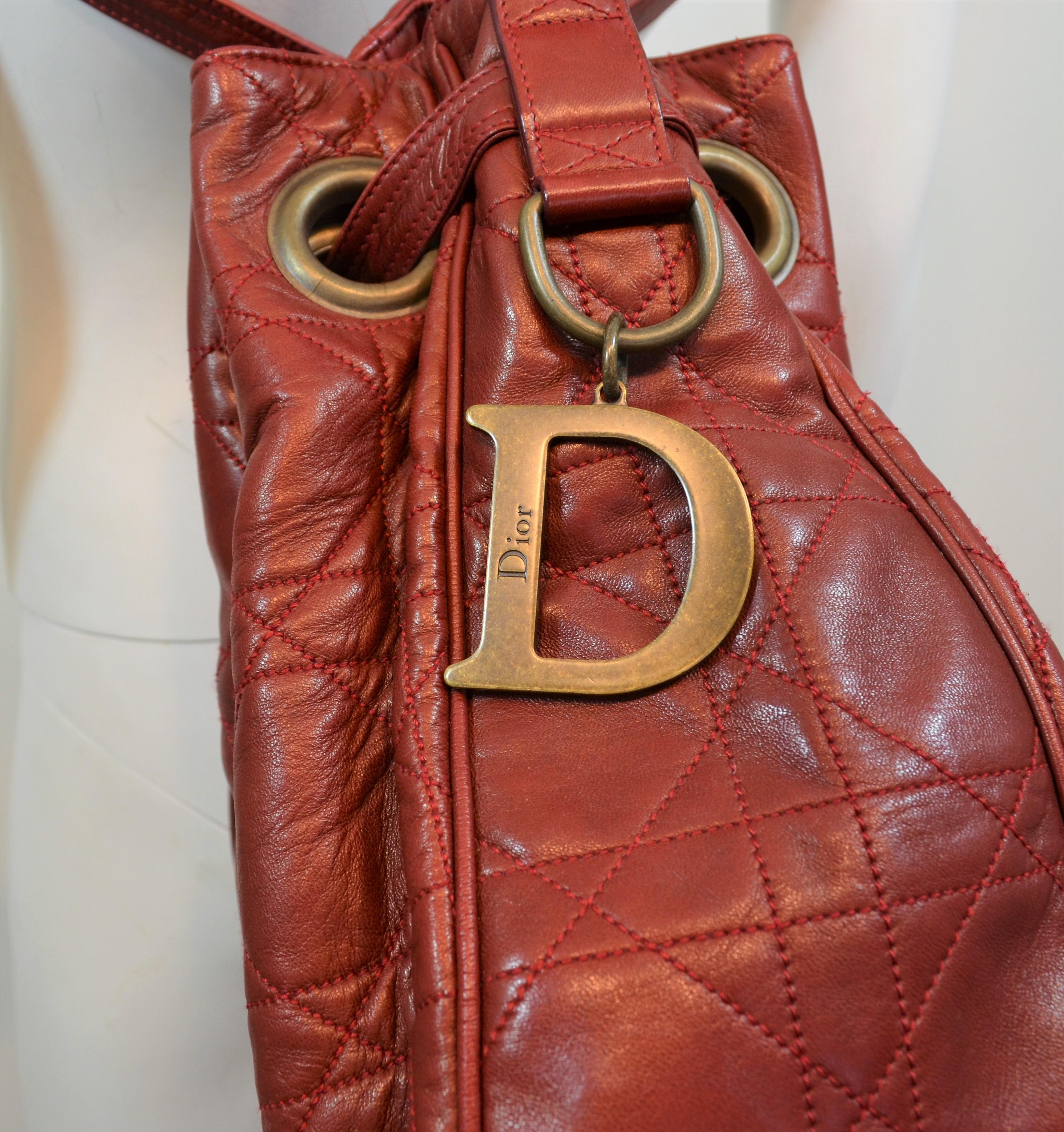 Christian Dior Cannage Leather Bucket Bag / Backpack 1