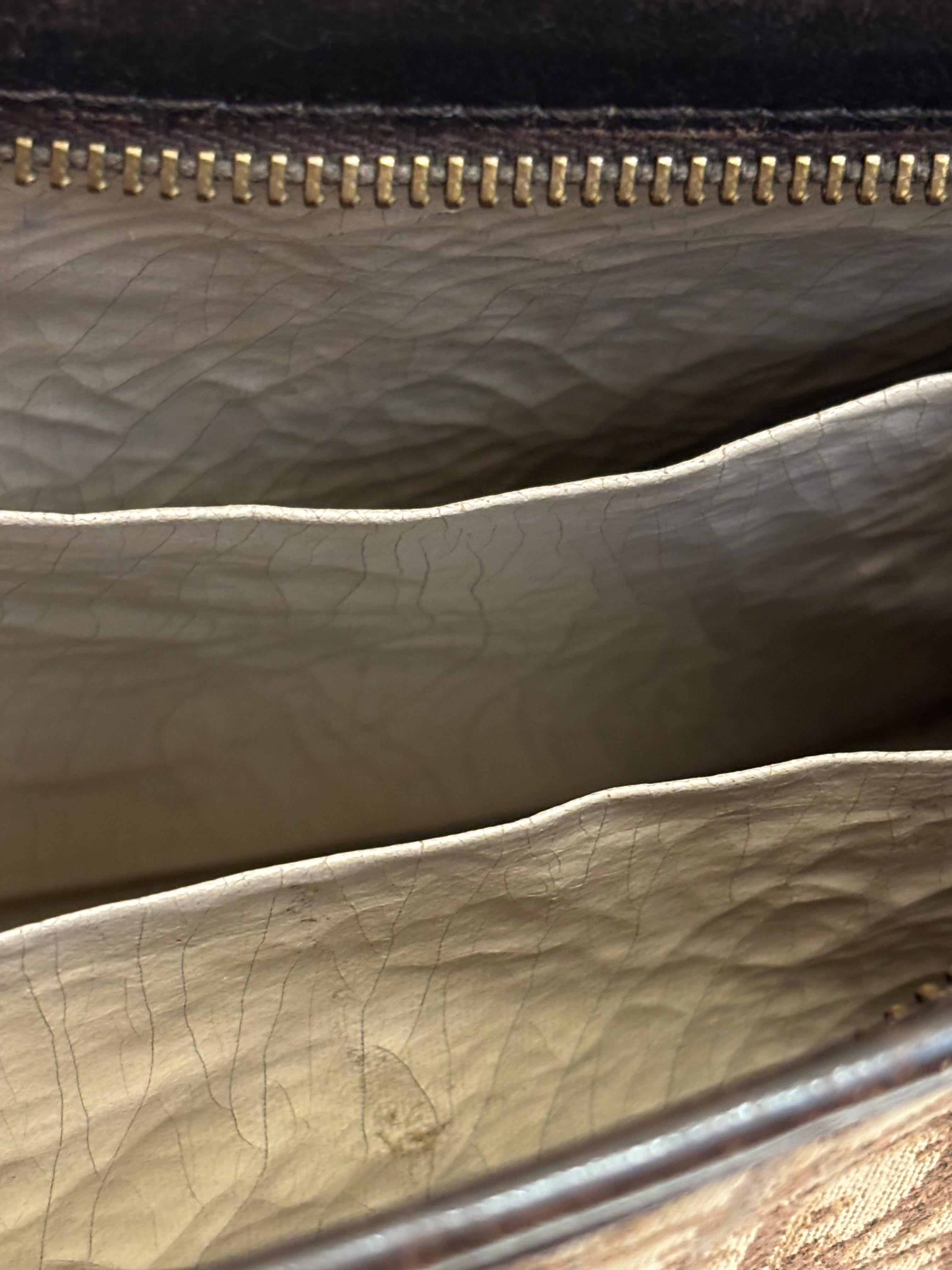 Pochette Christian Dior en toile et cuir avec motif de toupie en Brown/Beige en vente 1