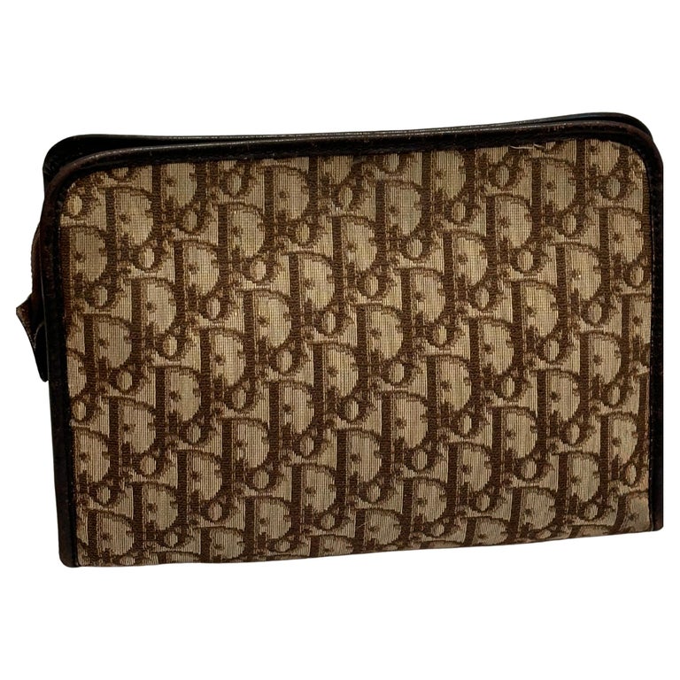 Christian Dior Canvas and Leather Clutch W/Trotter Pattern 