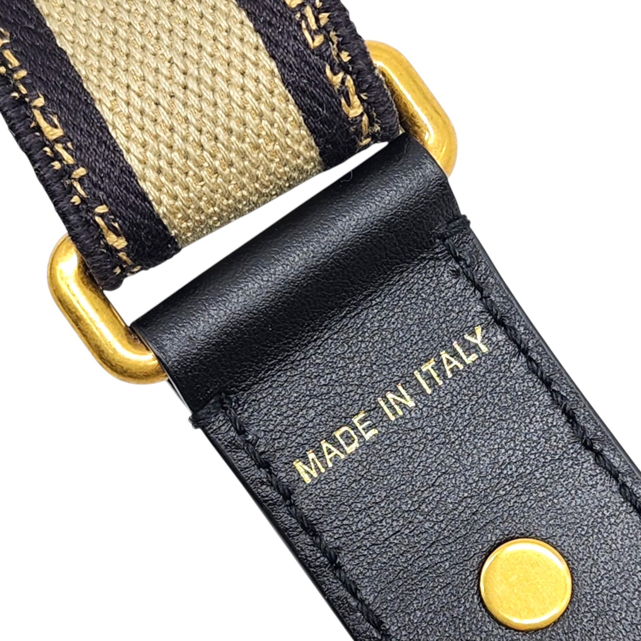 Christian Dior Canvas and Leather Logo Embroidered Shoulder Strap