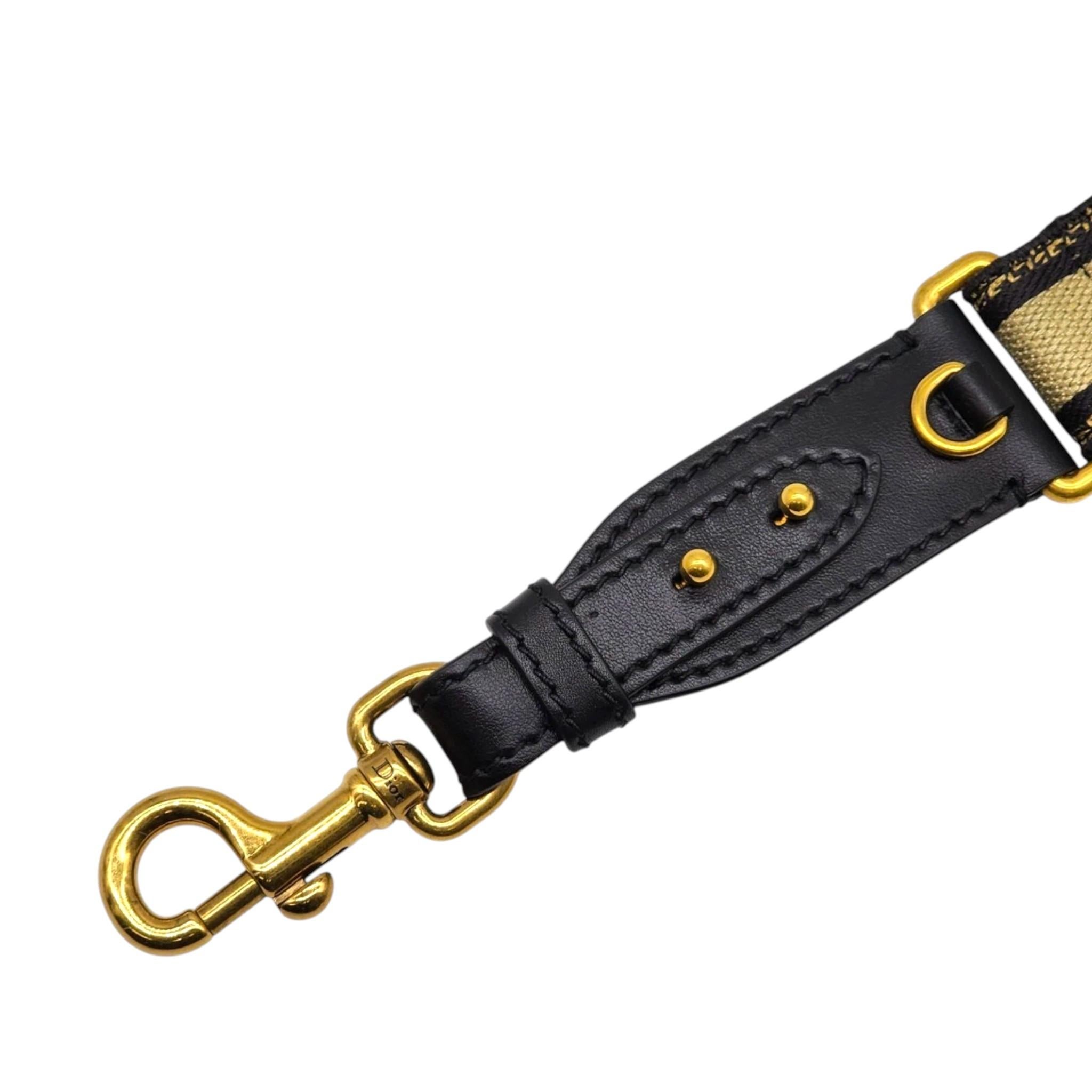 Christian Dior Canvas and Leather Logo Embroidered Shoulder Strap