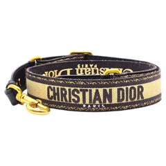 Christian Dior Canvas and Leather Logo Embroidered Shoulder Strap with GHW