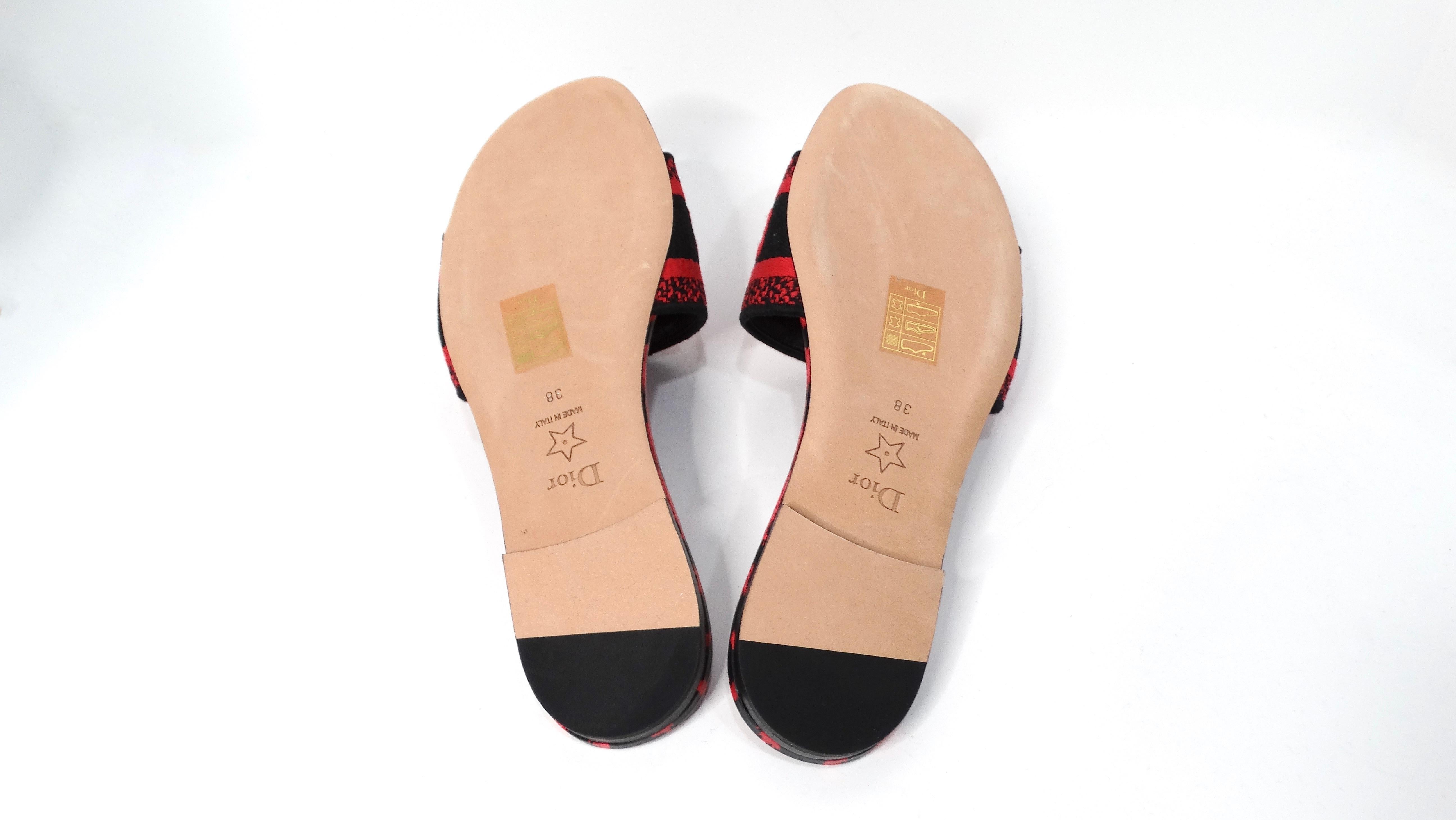 Christian Dior Canvas Berry Animal Print Slides en vente 1