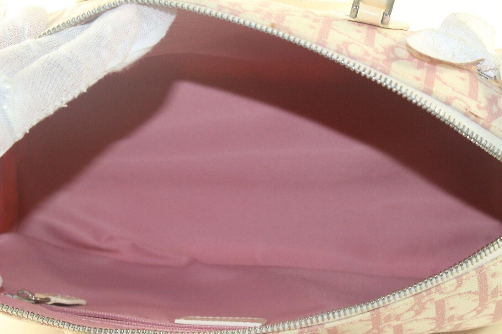 Christian Dior Canvas Girly Chic Pink Trotter Boston Bag 1D83K 4