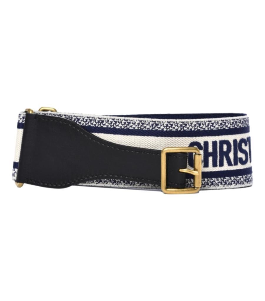Black Christian Dior Canvas & Leather Embroidered Belt For Sale