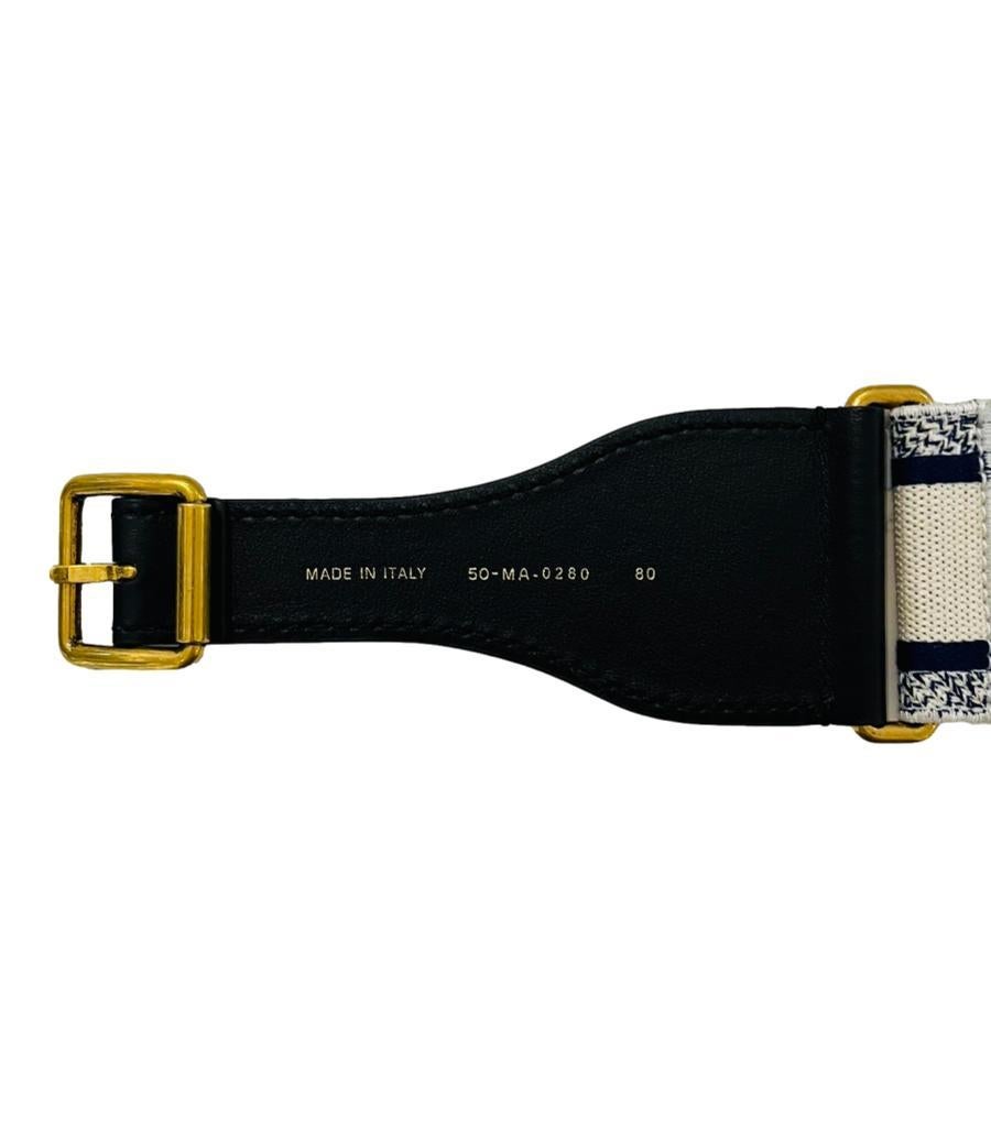 Christian Dior Canvas & Leather Embroidered Belt For Sale 2