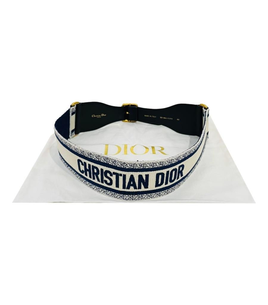 Christian Dior Canvas & Leather Embroidered Belt For Sale 4