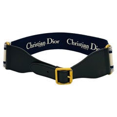 Cinturón Christian Dior de lona y piel bordada