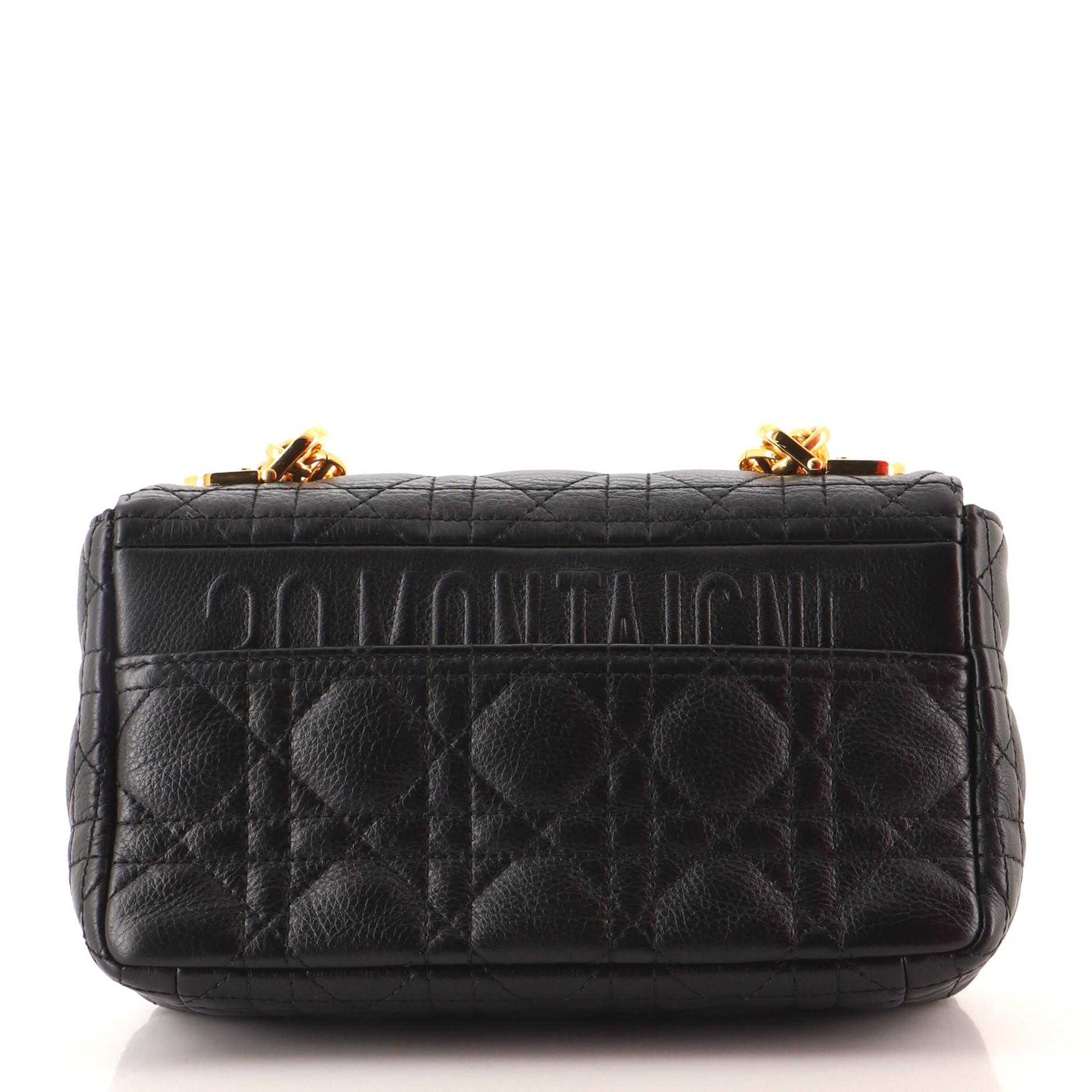 Black Christian Dior Caro Bag Cannage Quilt Calfskin Small