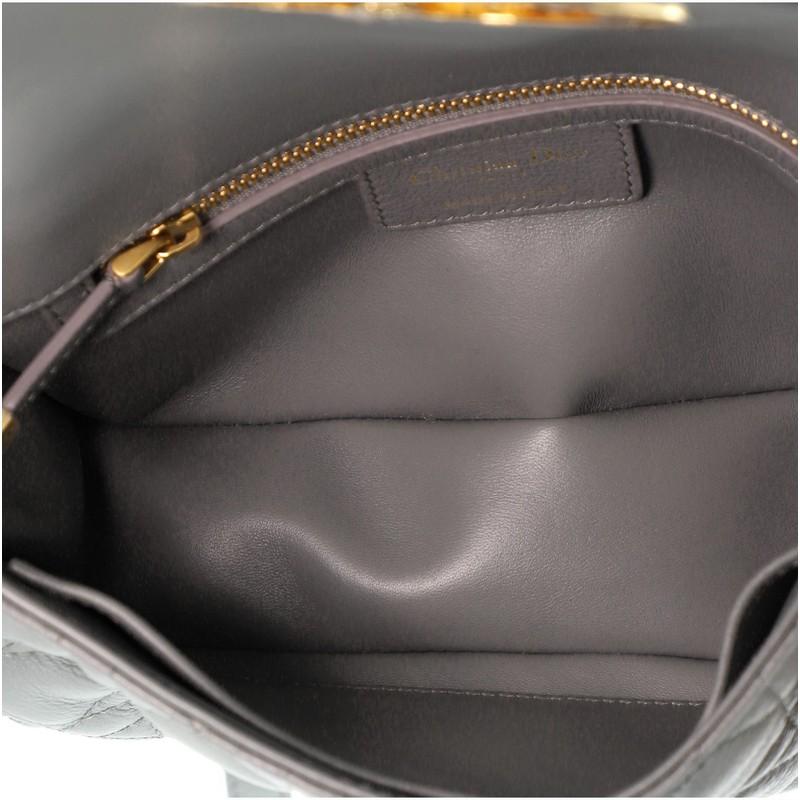 Gray Christian Dior Caro Bag Cannage Quilt Calfskin Small
