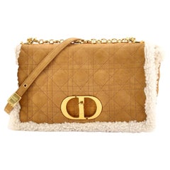 Christian Dior Caro Tasche Cannage Gesteppt Shearling Groß