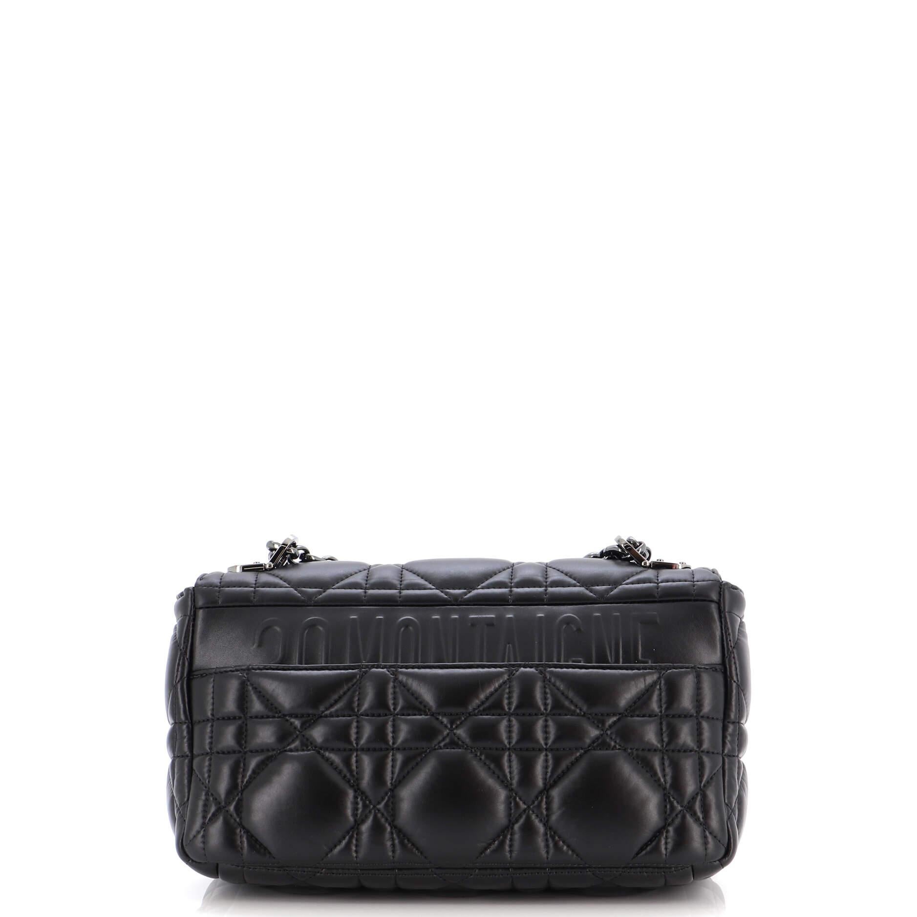 Christian Dior Caro Bag Macrocannage Quilt Calfskin Medium In Good Condition In NY, NY