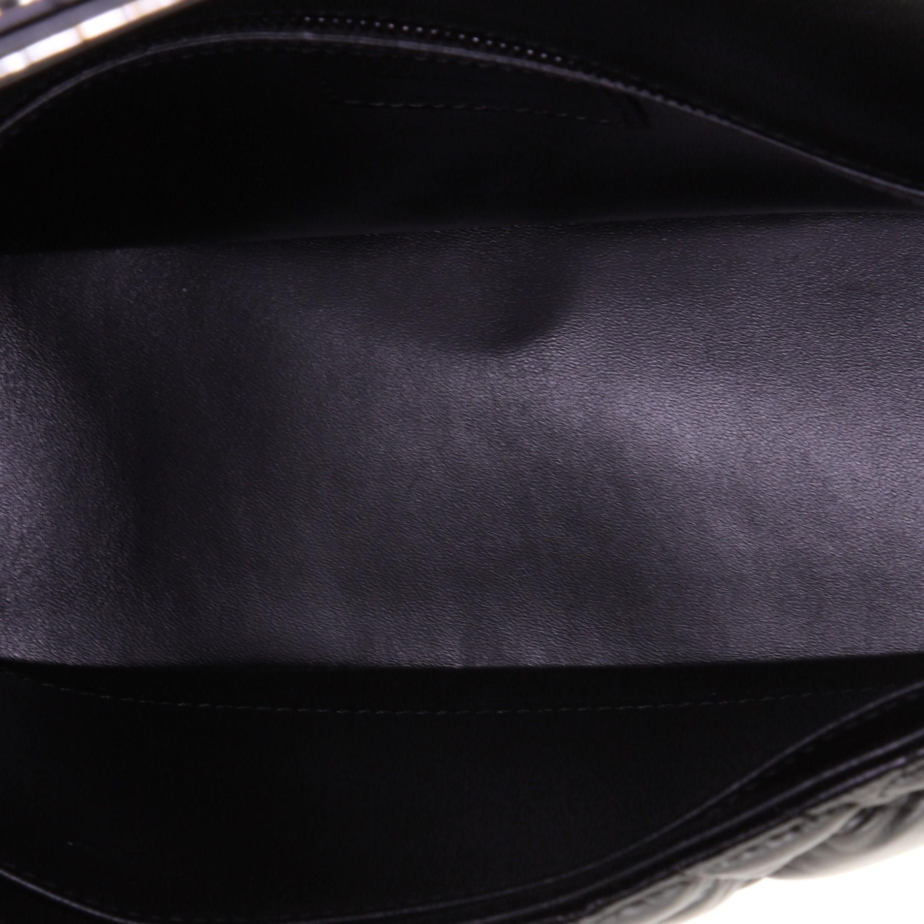 Black Christian Dior Caro Bag Macrocannage Quilt Calfskin Medium
