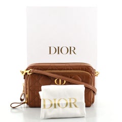 Christian Dior Caro Double Pouch Crossbody Bag Cannage Quilt Calfskin