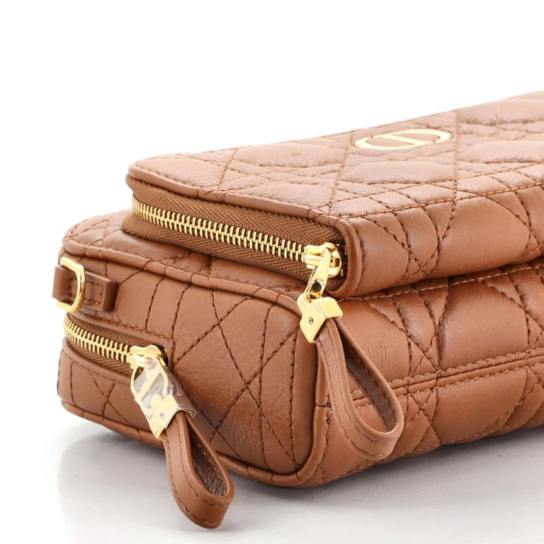 Christian Dior Caro Double Pouch Crossbody Bag Cannage Quilt 
