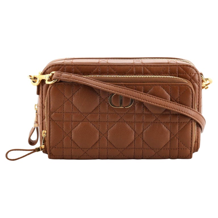 Christian Dior Caro Double Pouch Crossbody Bag Cannage Quilt 