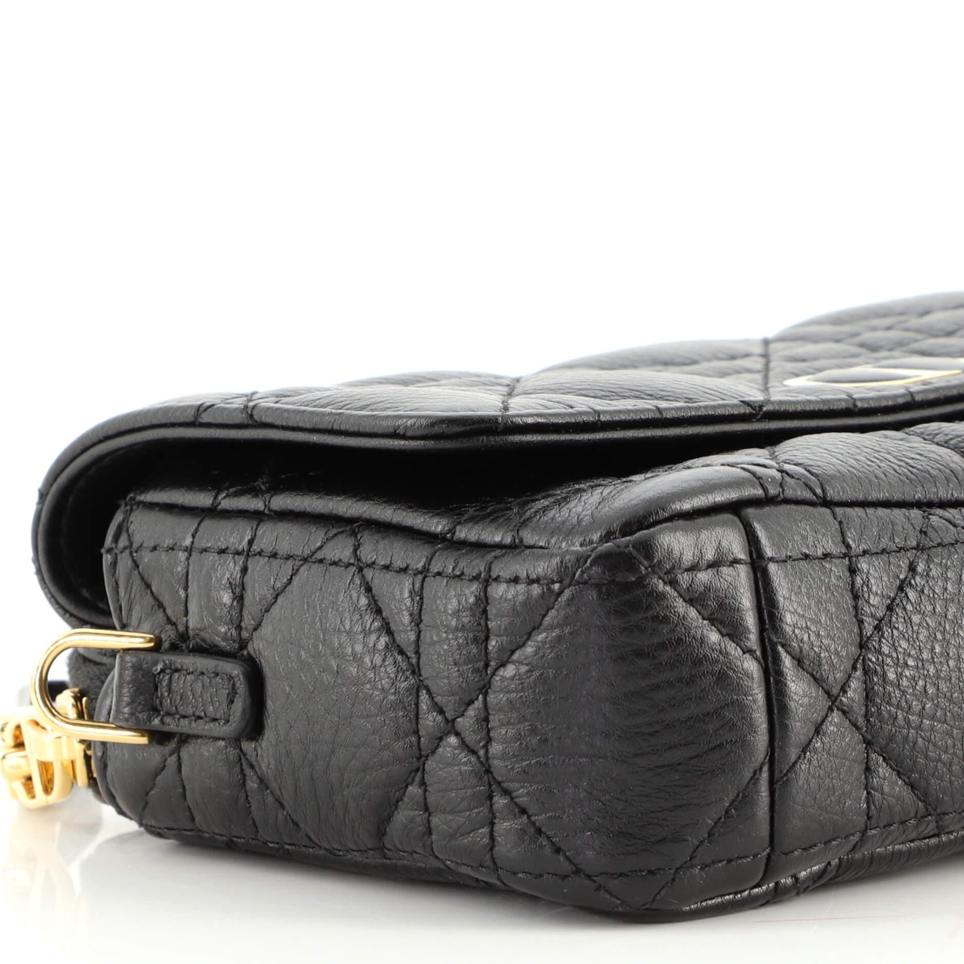 Christian Dior Caro Flap Double Pouch Crossbody Bag Cannage Quilt Calfskin 3