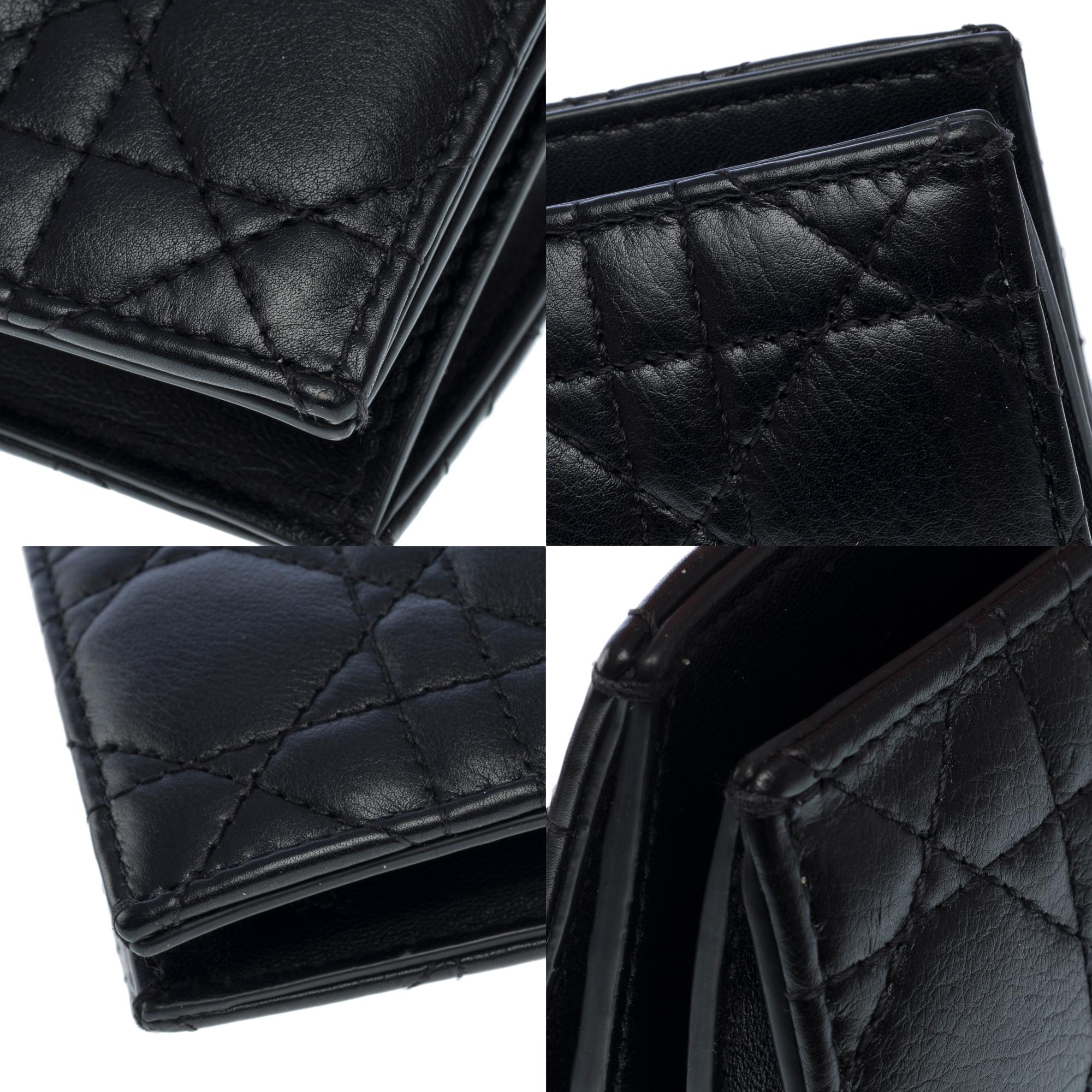 Christian Dior Caro long Wallet in black cannage leather, GHW For Sale 5
