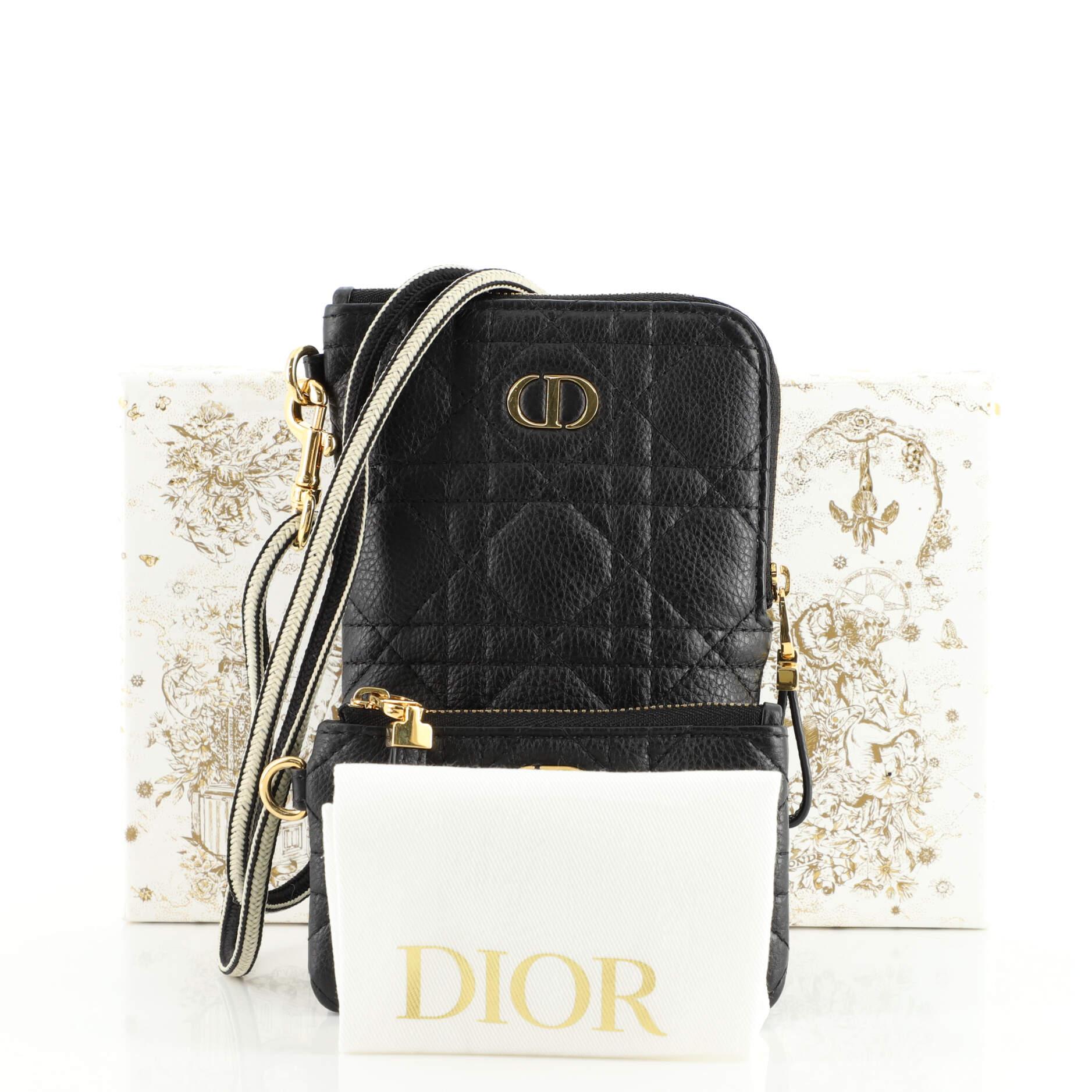 Dior Black Cannage Leather Caro Multifunctional Pouch Dior