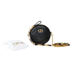 Borsa a tracolla Christian Dior Caro Purse in pelle di agnello nera, GHW