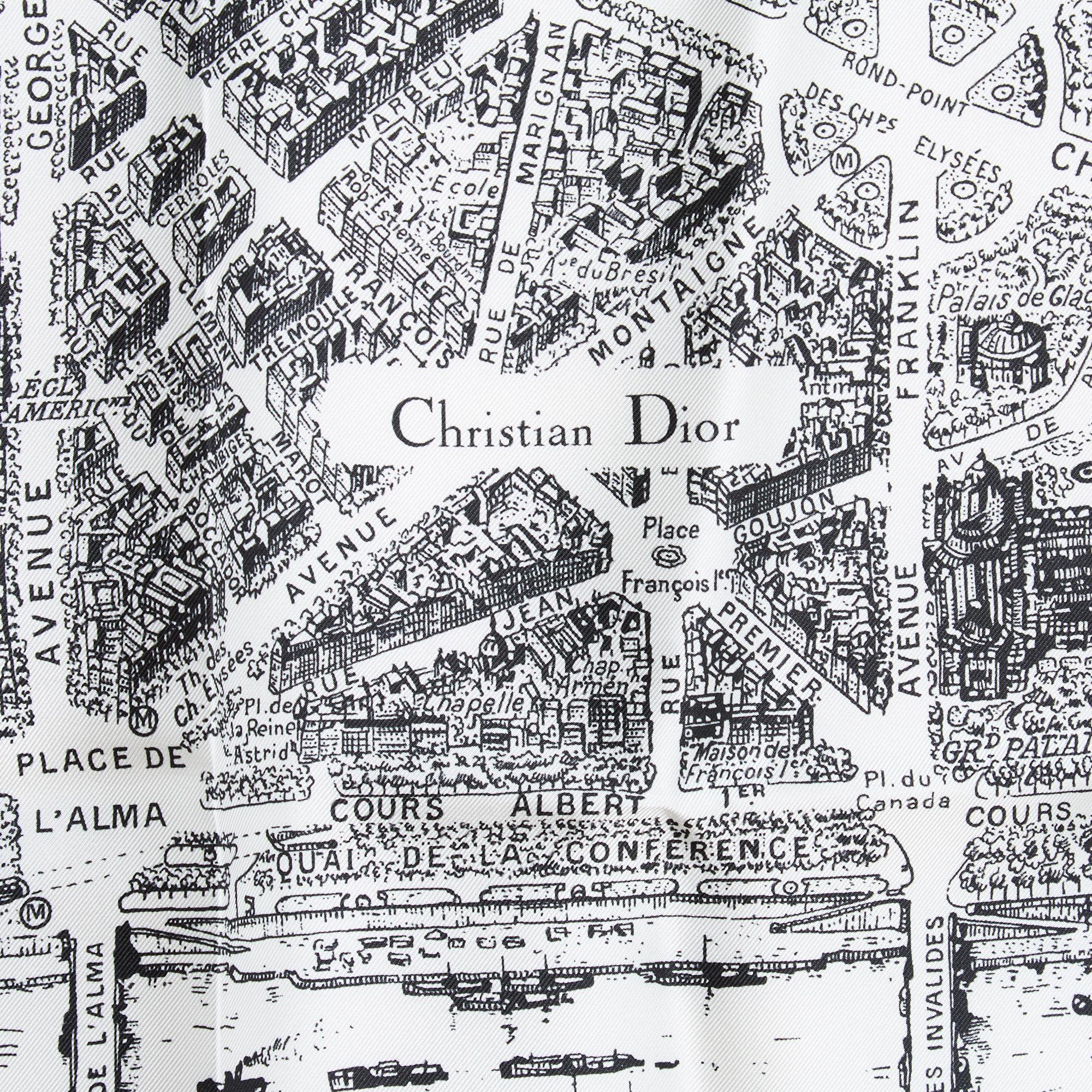 Foulard quadrato Christian Dior di 90 cm (quasi) in twill di seta, con il motivo 