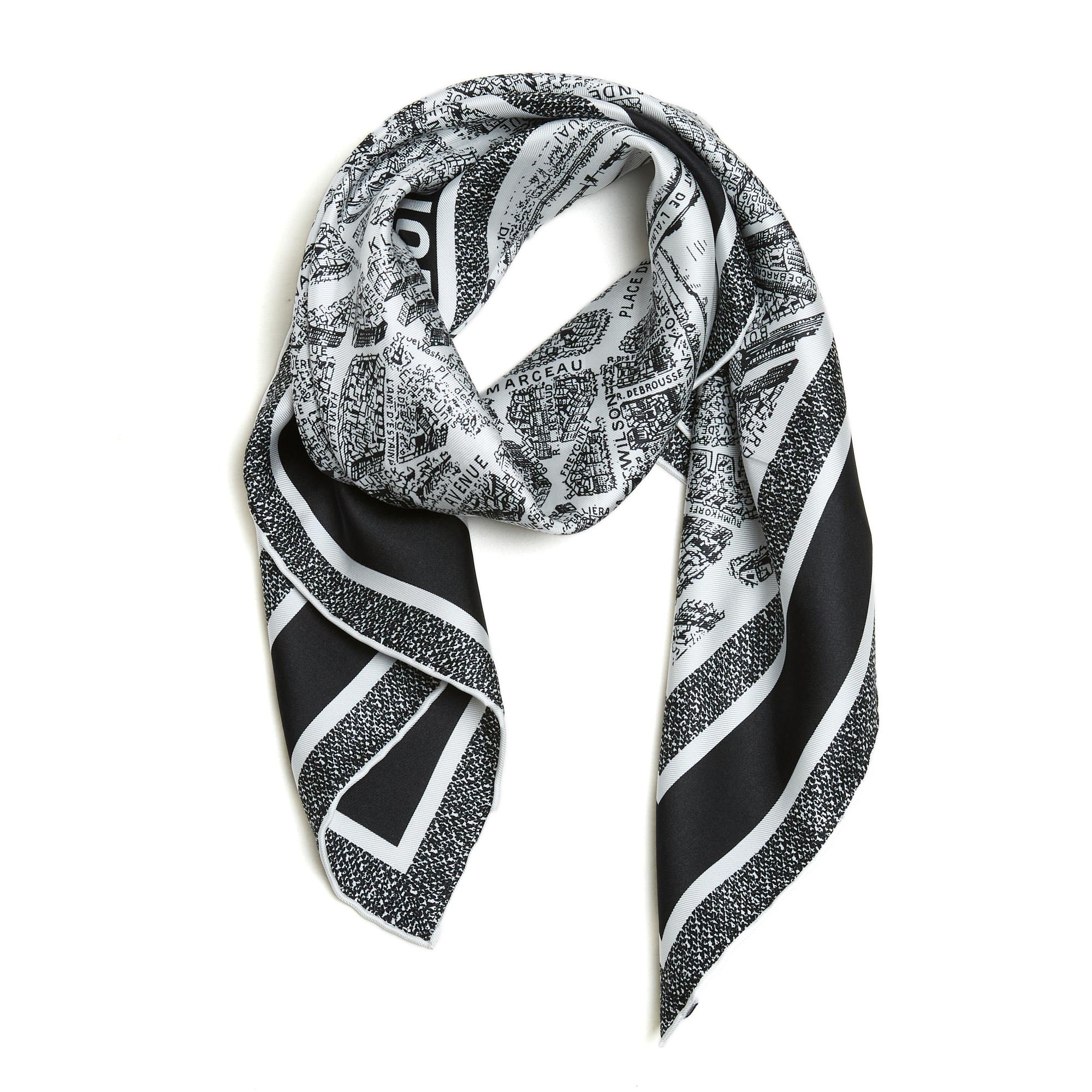 Christian Dior Carre Plan de Paris Soie Iconic White Navy Silk Twill Sciarpa NIB In condizioni Nuovo in vendita a PARIS, FR