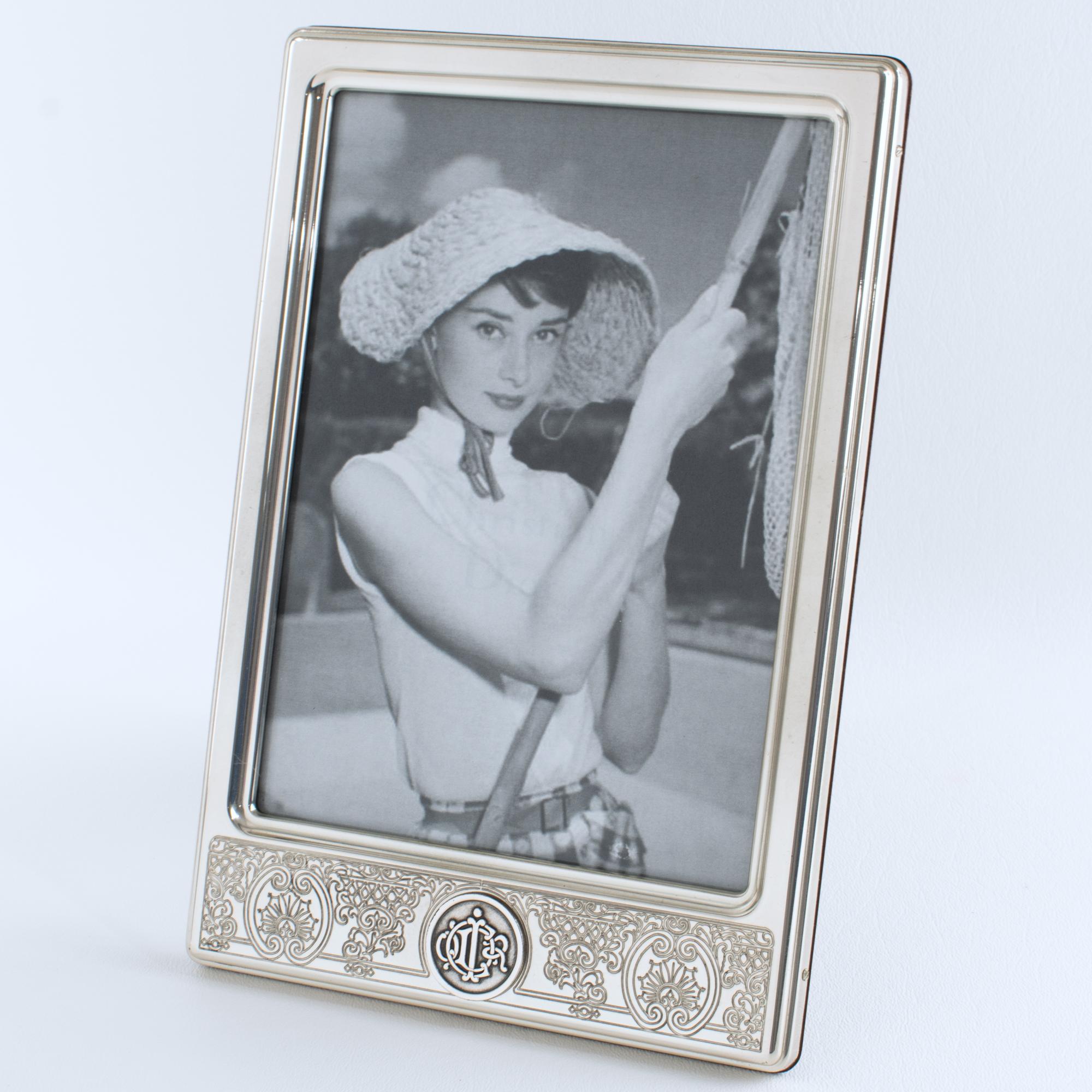 Modern Christian Dior Carved Sterling Silver Picture Frame, circa 1980 For Sale