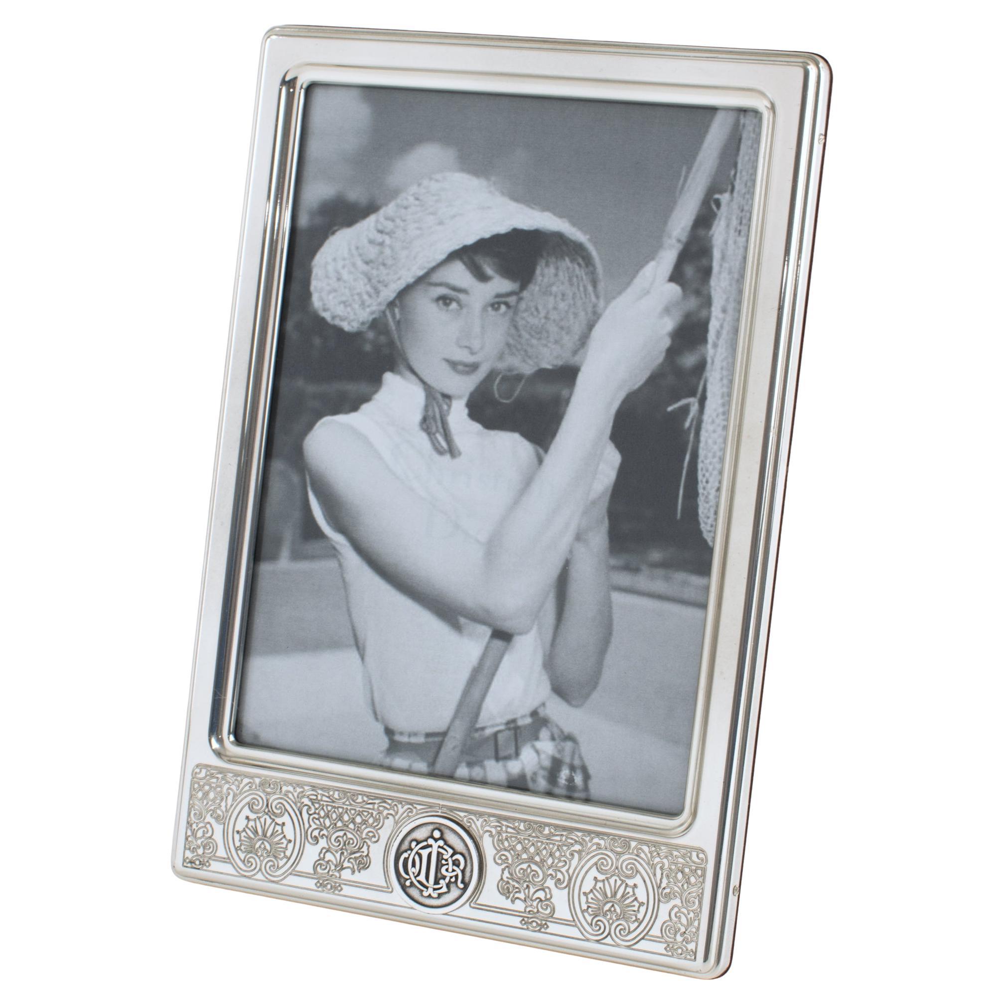 Christian Dior Carved Sterling Silver Picture Frame, circa 1980 For Sale