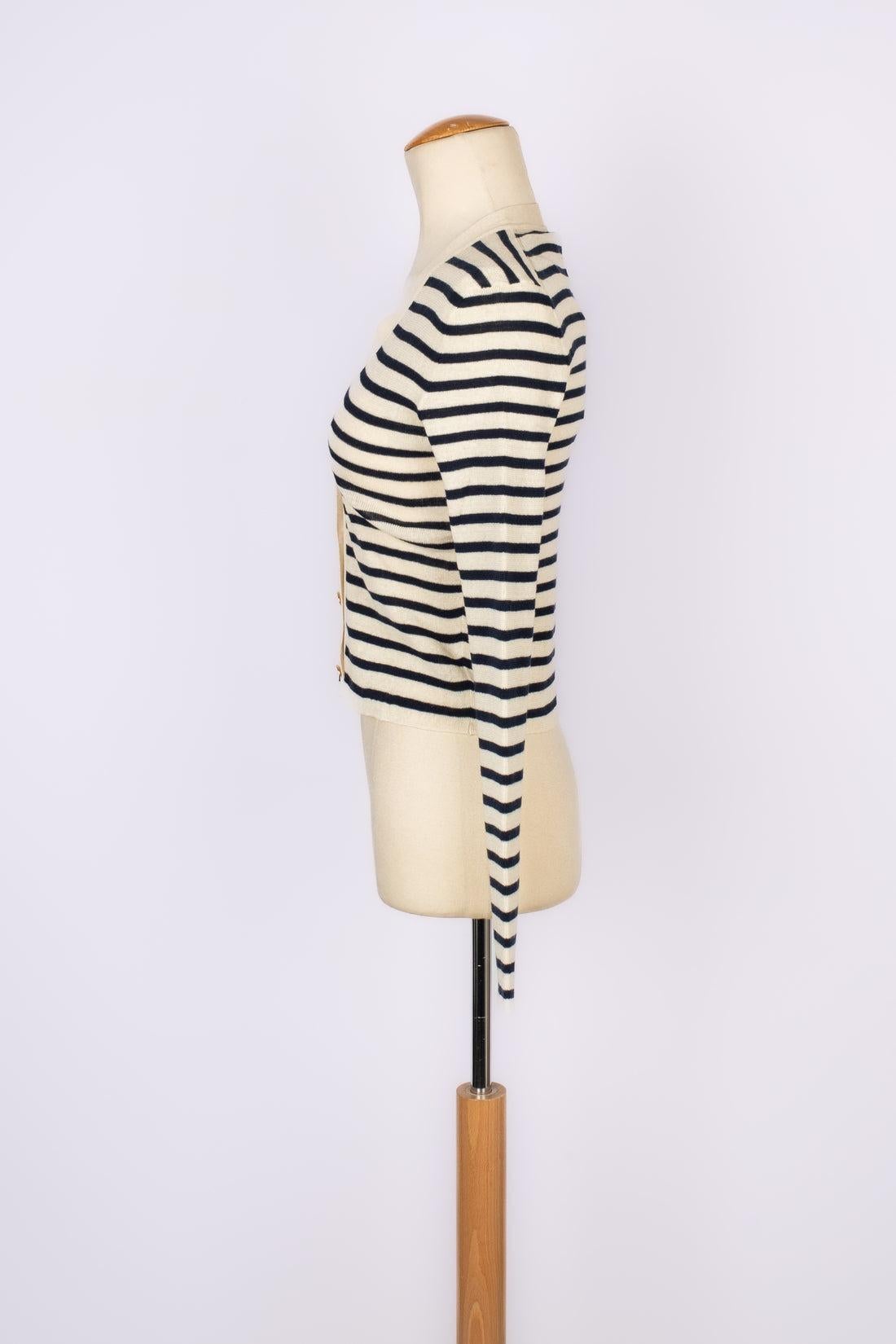 Christian Dior Cashmere and Linen Cardigan Top In Excellent Condition For Sale In SAINT-OUEN-SUR-SEINE, FR