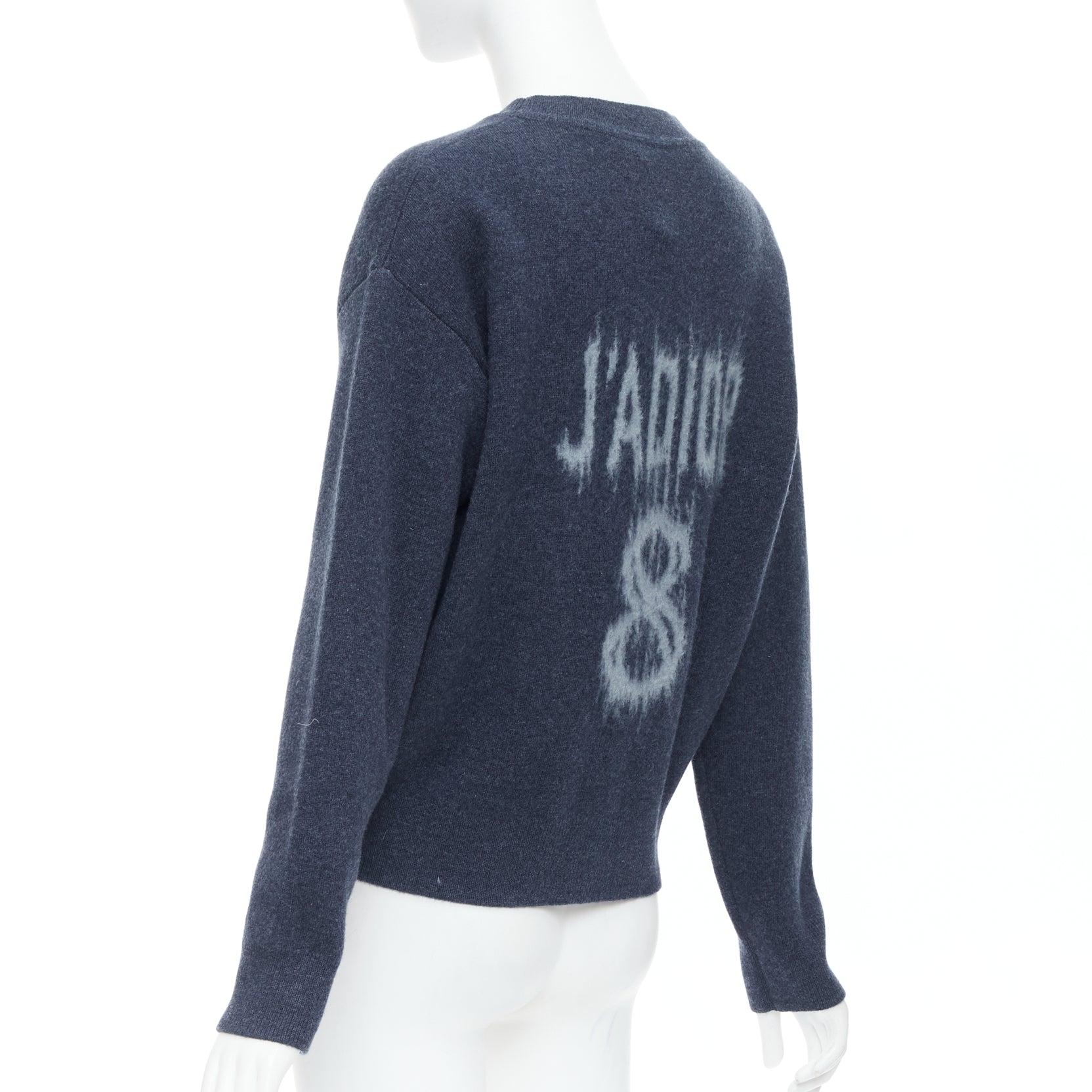 Women's CHRISTIAN DIOR cashmere blend grey blue J'adior 8 boxy sweater FR36 S
