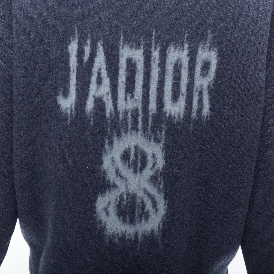 CHRISTIAN DIOR cashmere blend grey blue J'adior 8 boxy sweater FR36 S 1